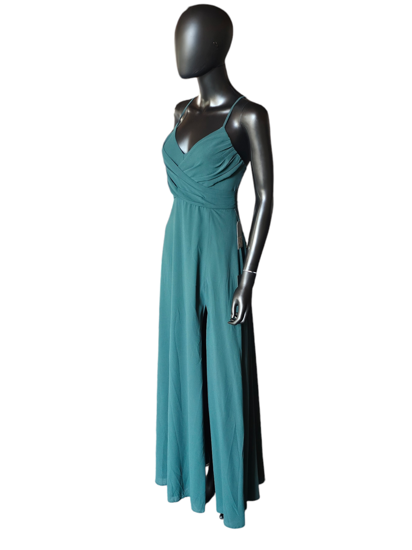 Forest Green Crepe V-Neck Maxi Dress - Lulus - NWT