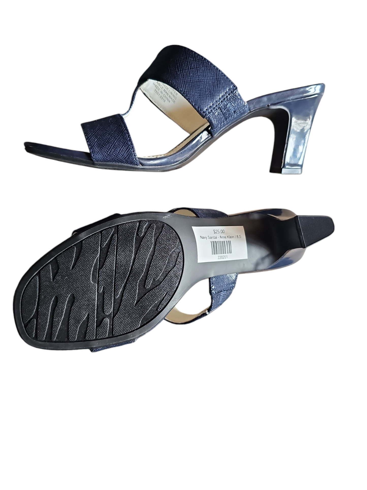 Navy Double Trap Slide Sandal - Anne Klein