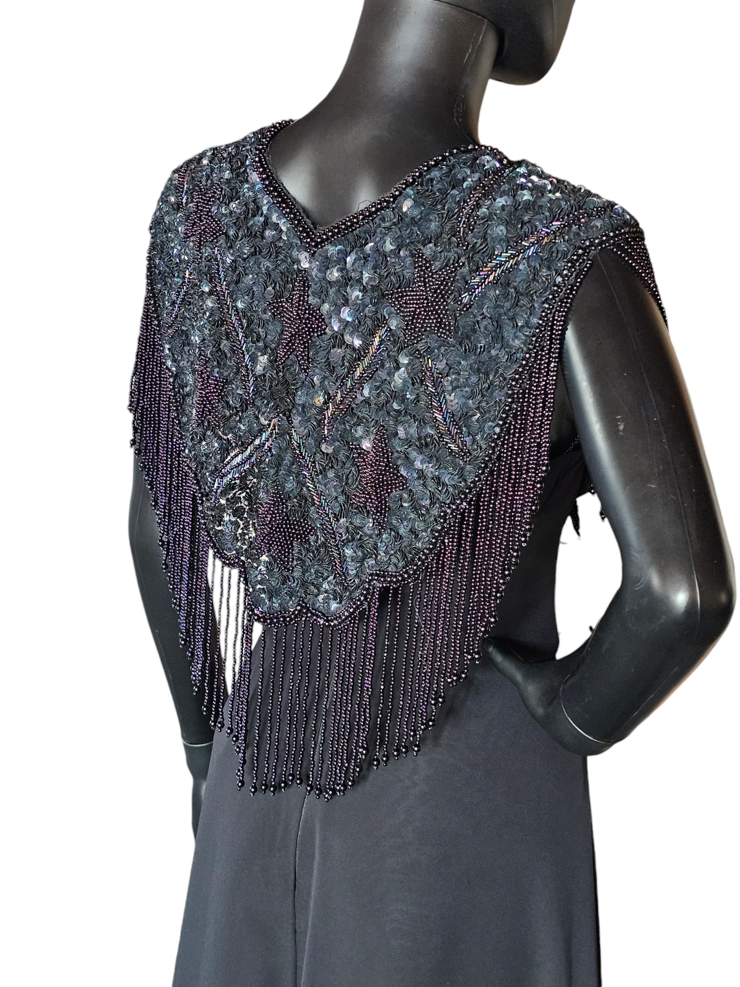 Black Beaded Shoulder Wrap/Capelet