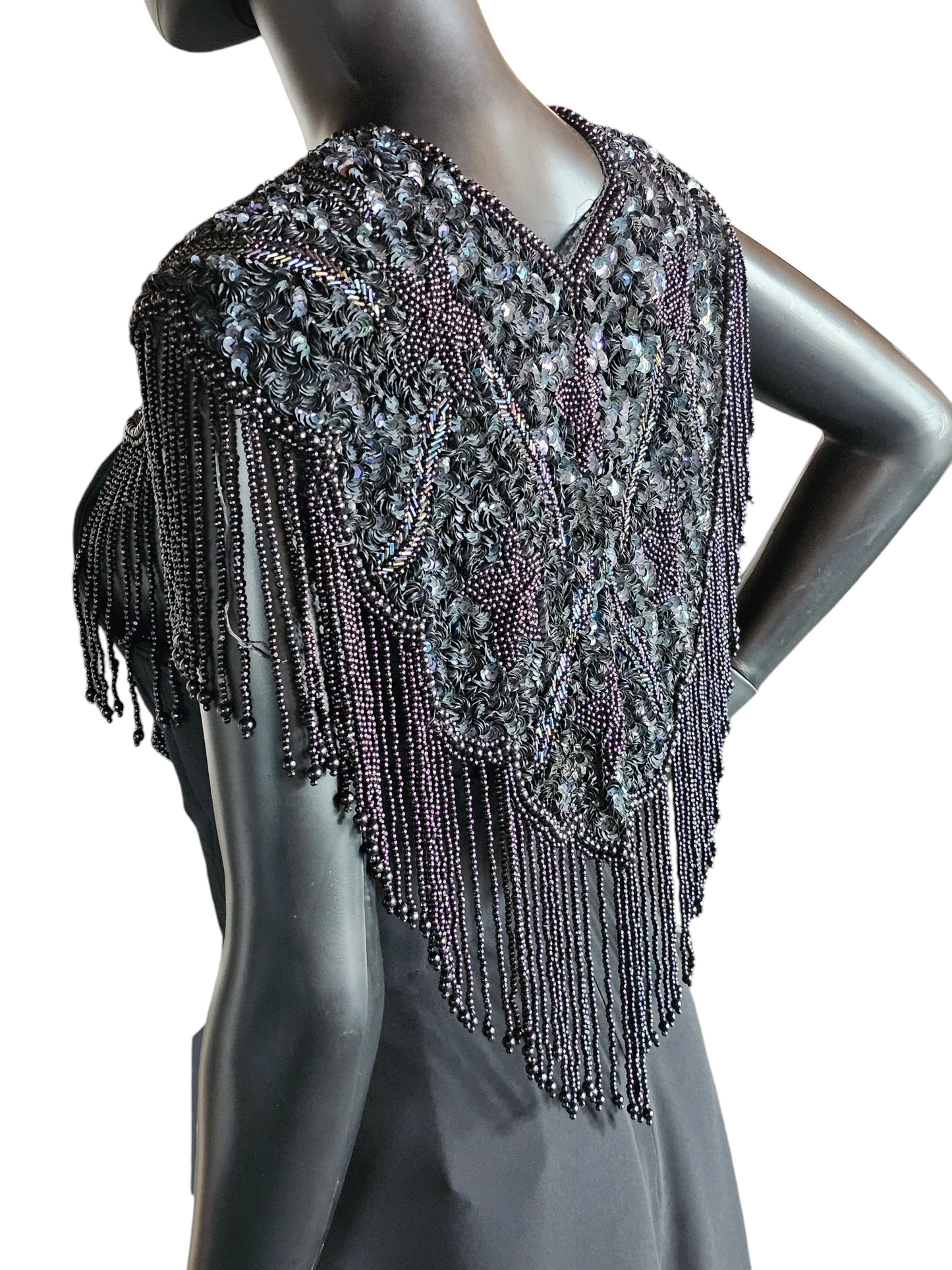 Black Beaded Shoulder Wrap/Capelet