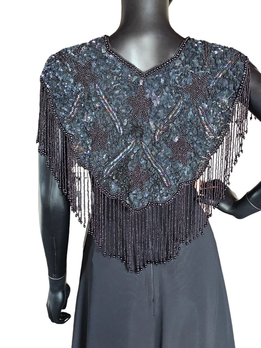 Black Beaded Shoulder Wrap/Capelet