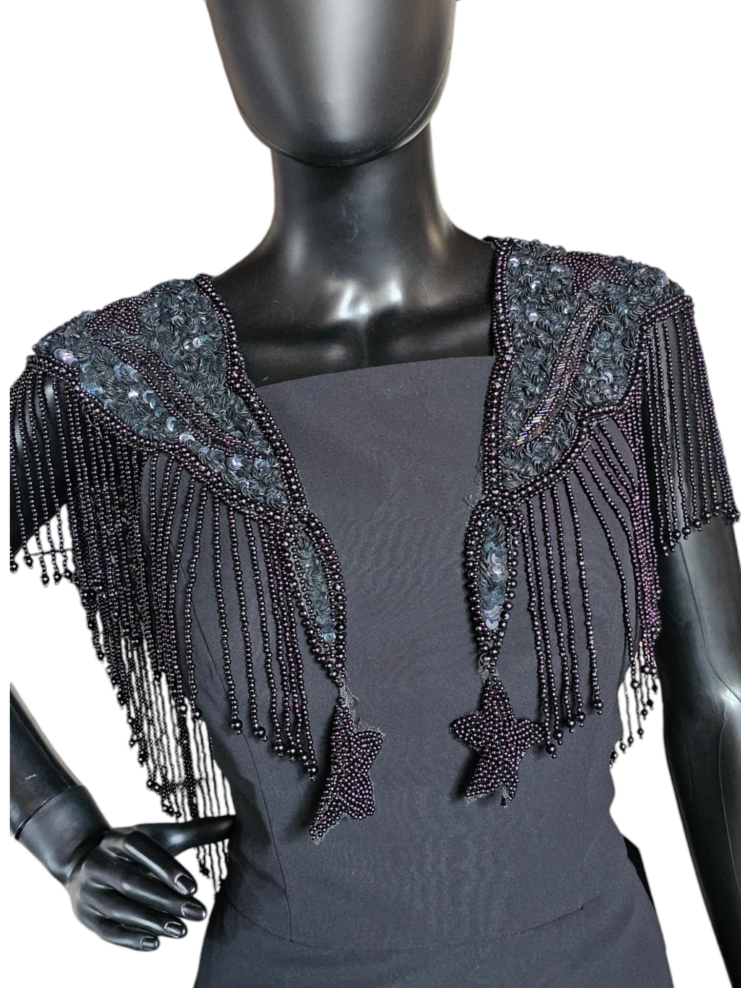 Black Beaded Shoulder Wrap/Capelet