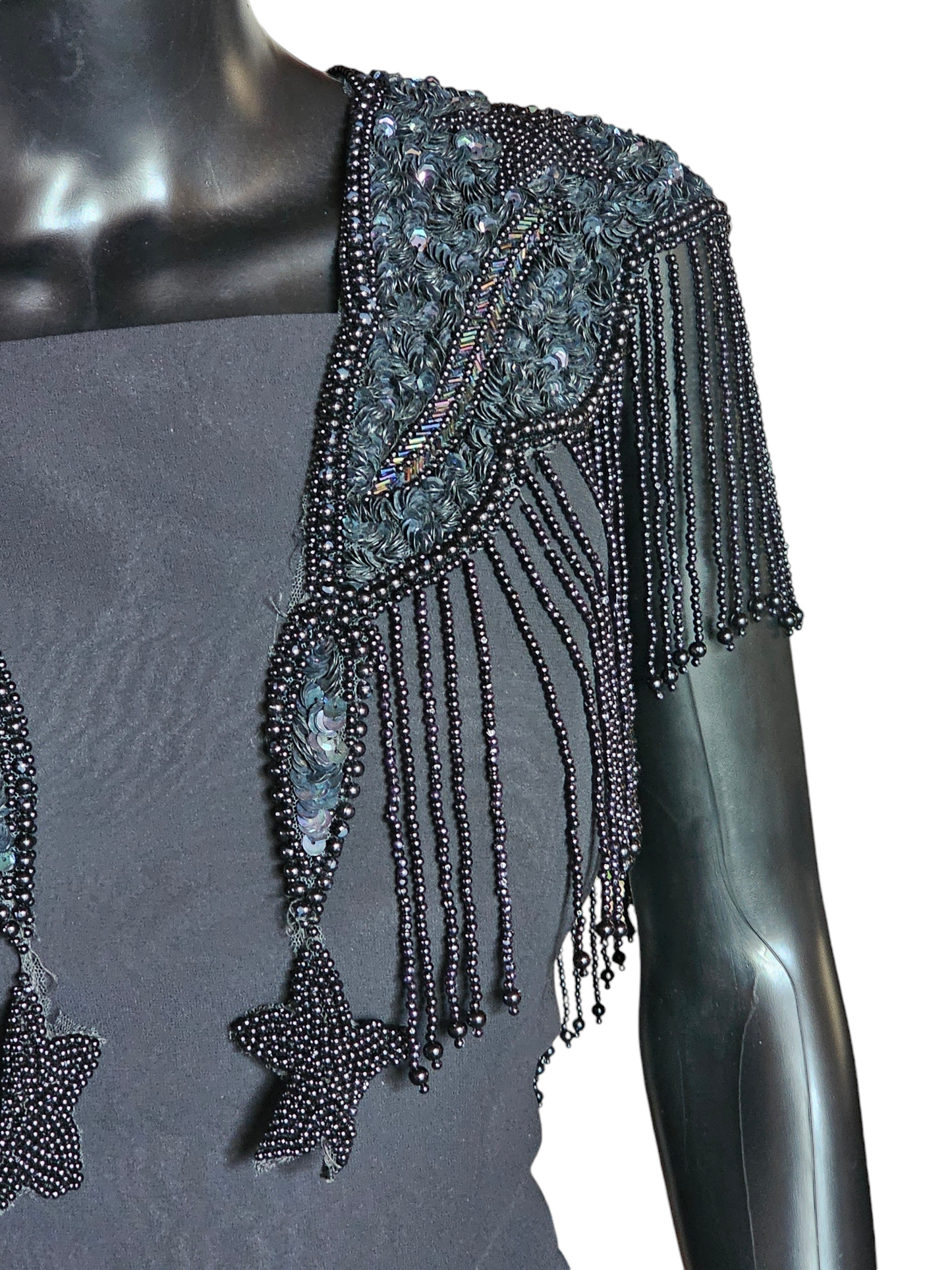 Black Beaded Shoulder Wrap/Capelet