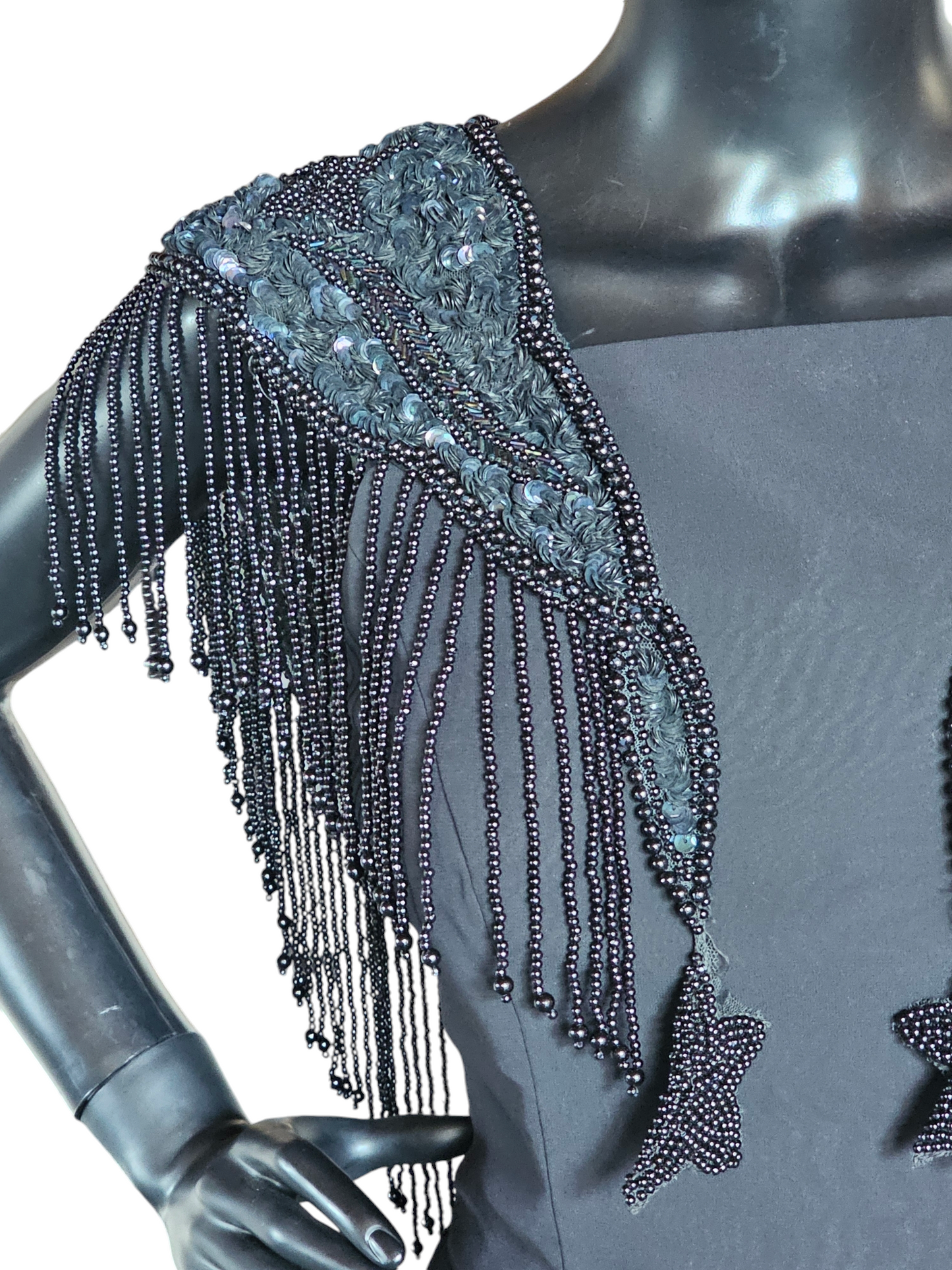 Black Beaded Shoulder Wrap/Capelet