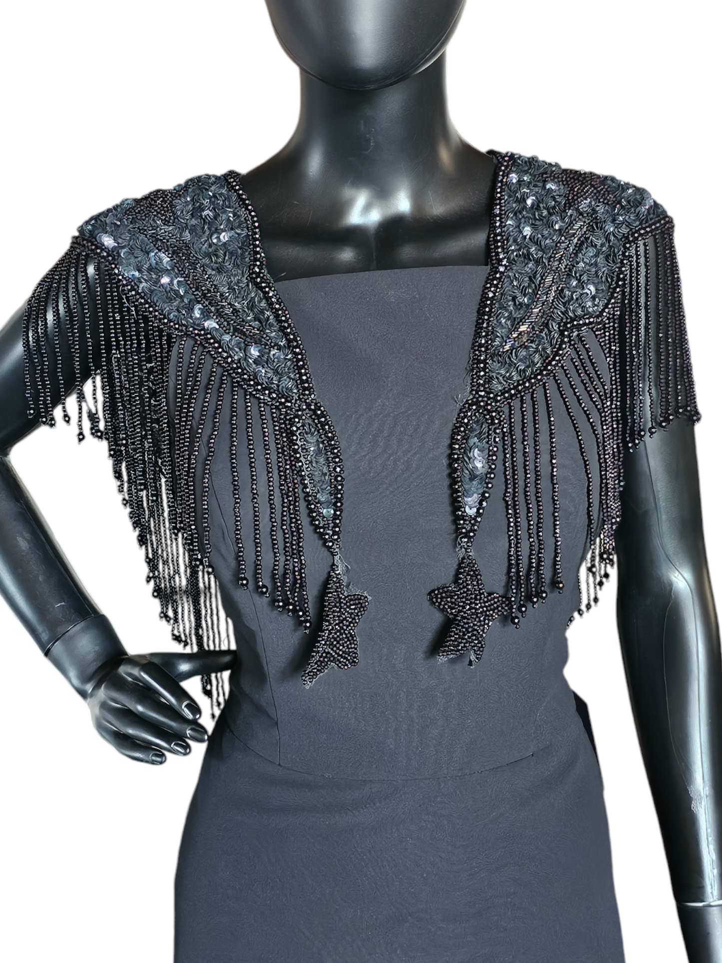 Black Beaded Shoulder Wrap/Capelet