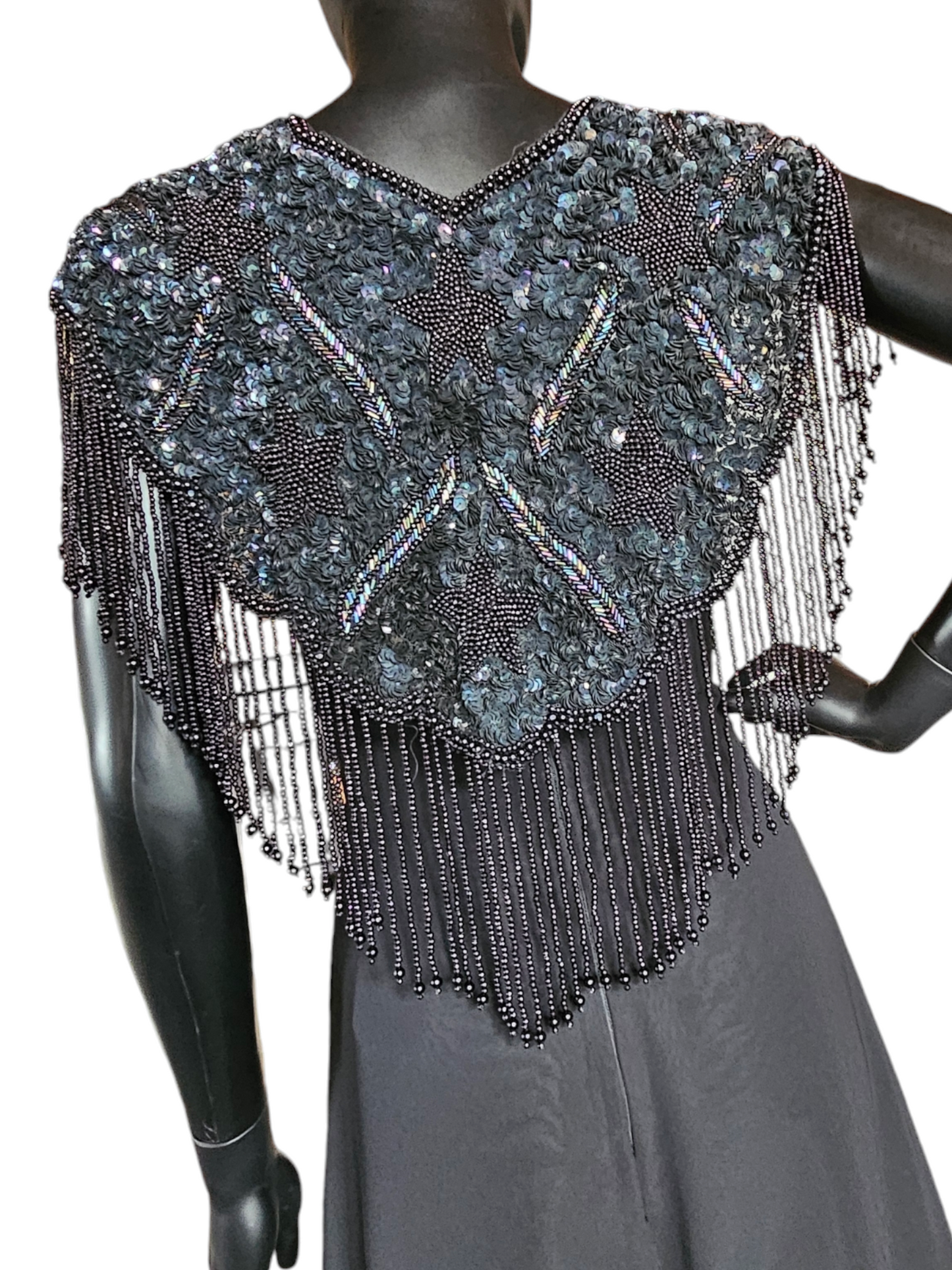 Black Beaded Shoulder Wrap/Capelet