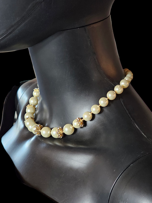 Pearl Gold Rondell Necklace - Anne Klein