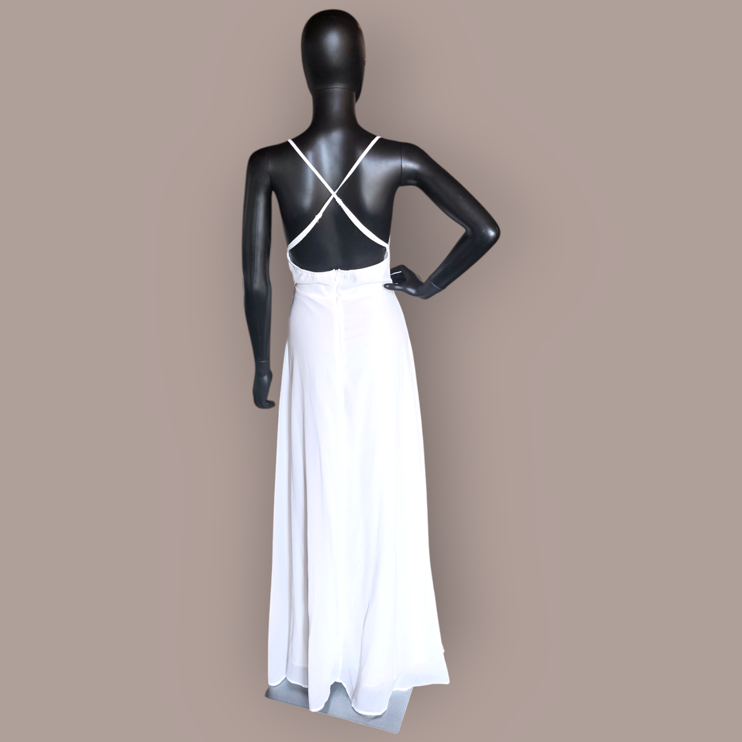 Ivory Chiffon Crossback Side Slit