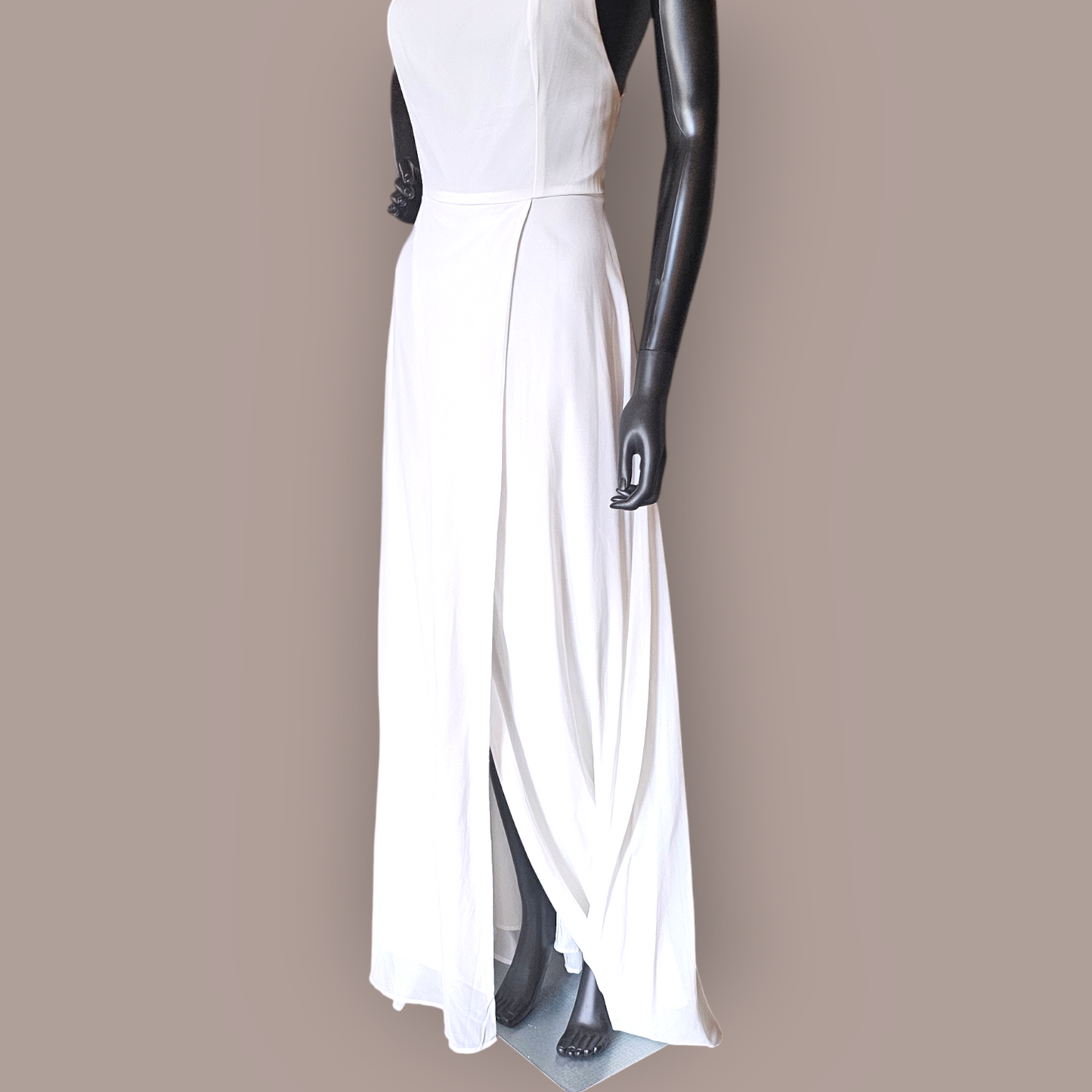 Ivory Chiffon Crossback Side Slit