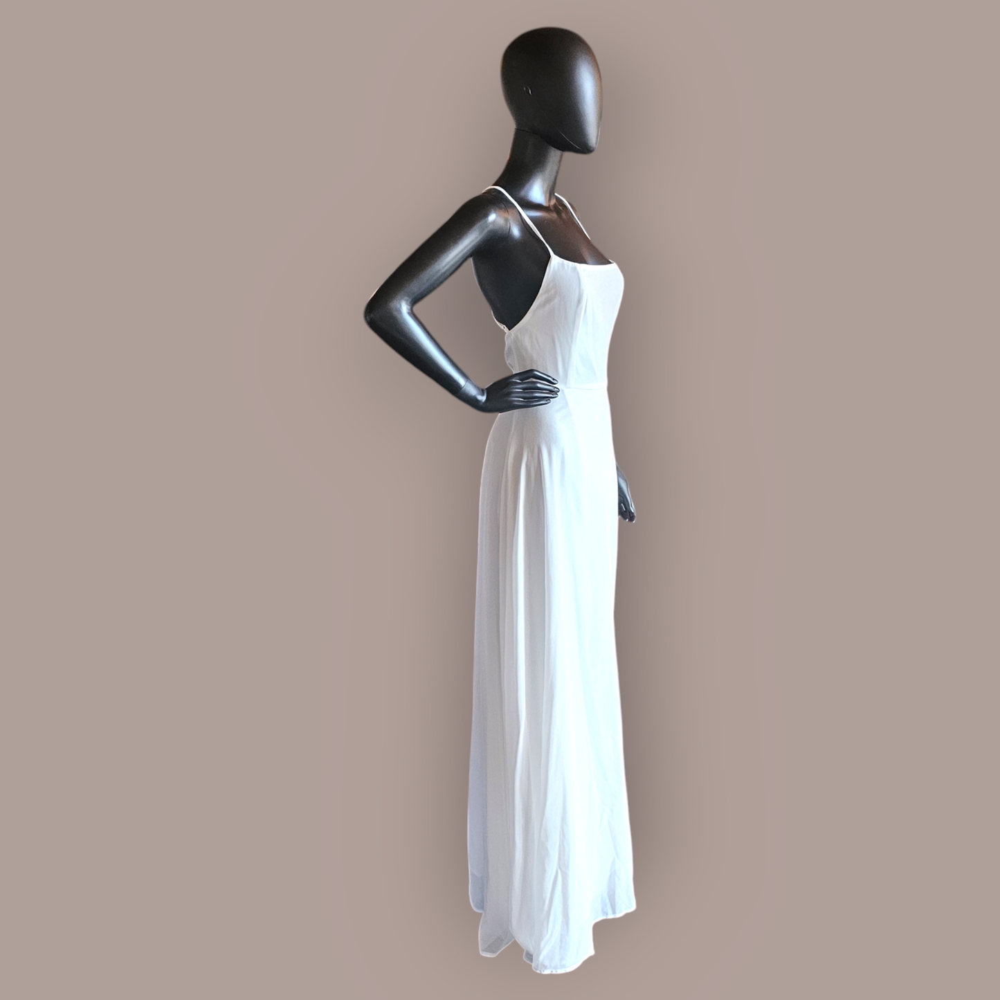 Ivory Chiffon Crossback Side Slit