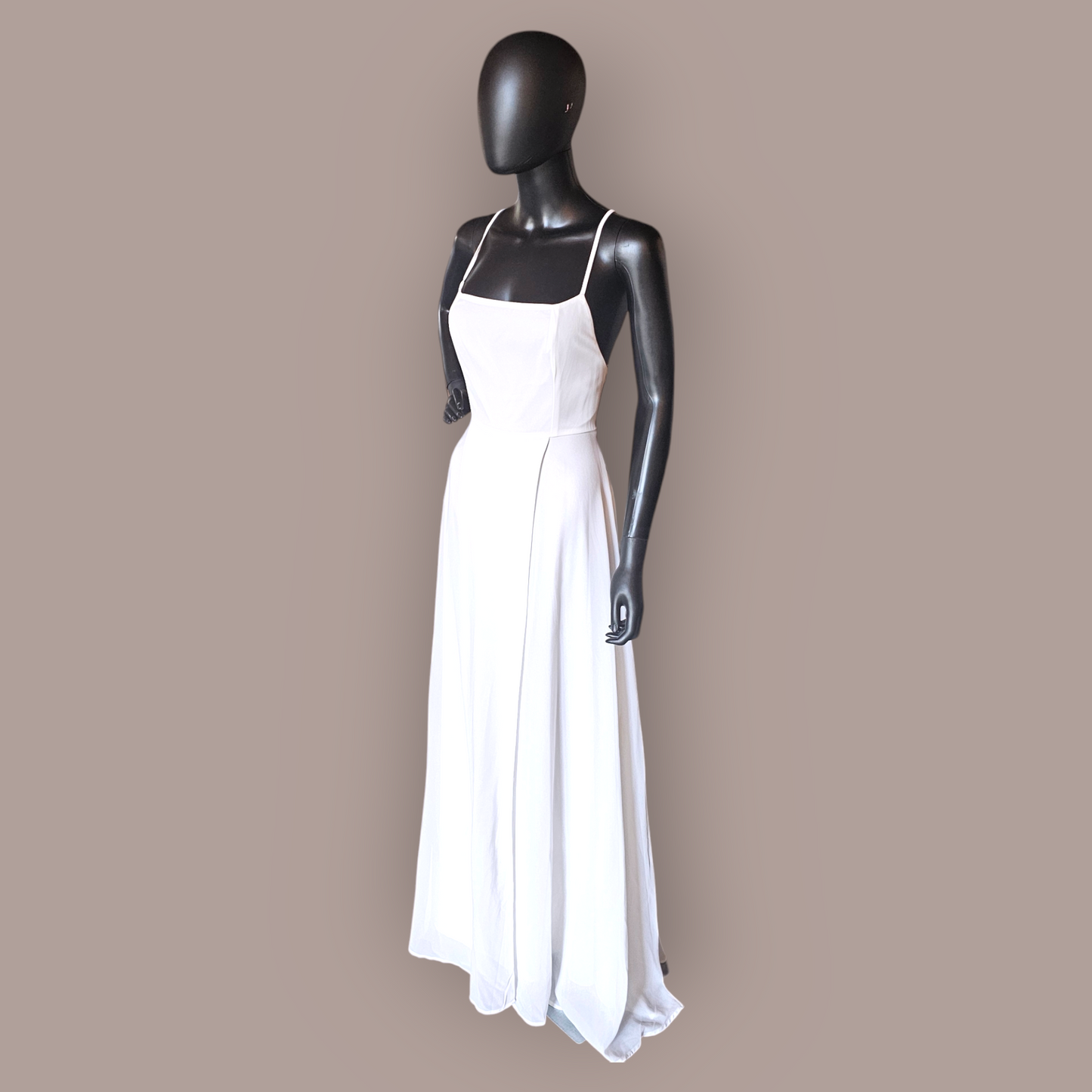 Ivory Chiffon Crossback Side Slit