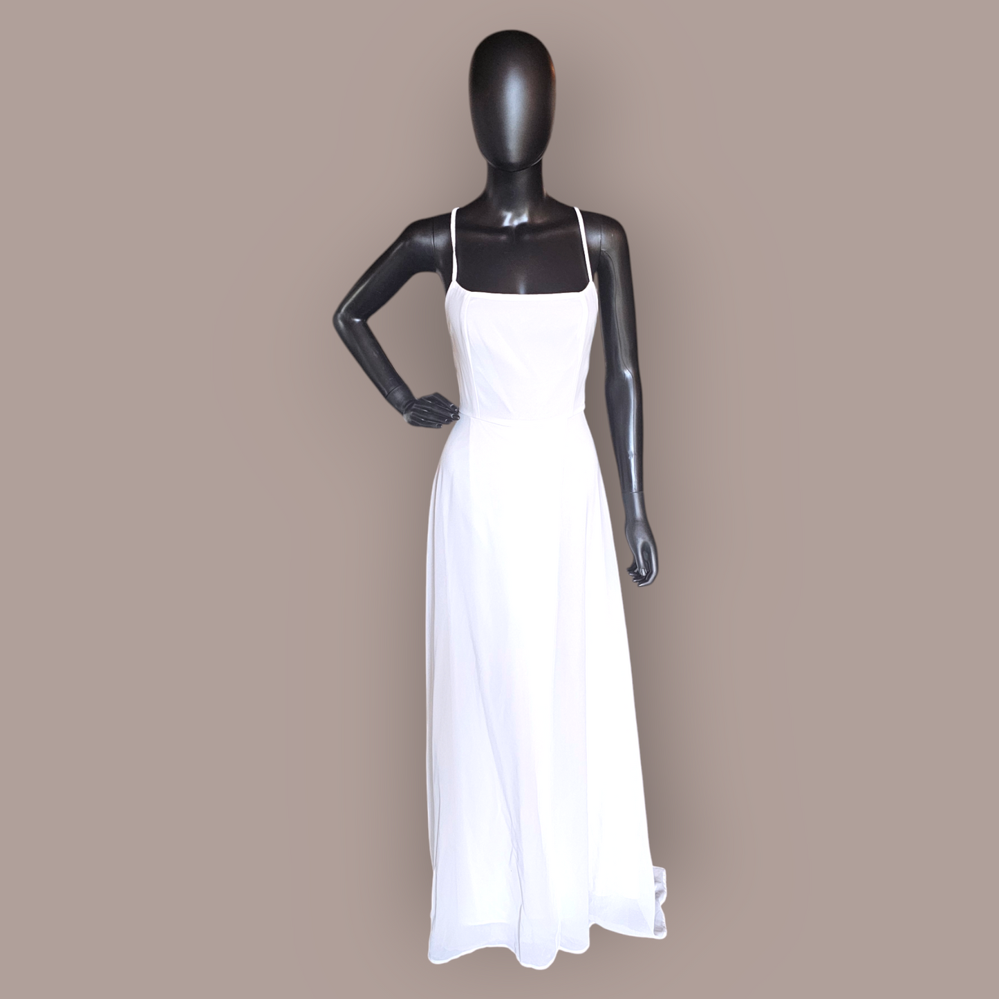 Ivory Chiffon Crossback Side Slit