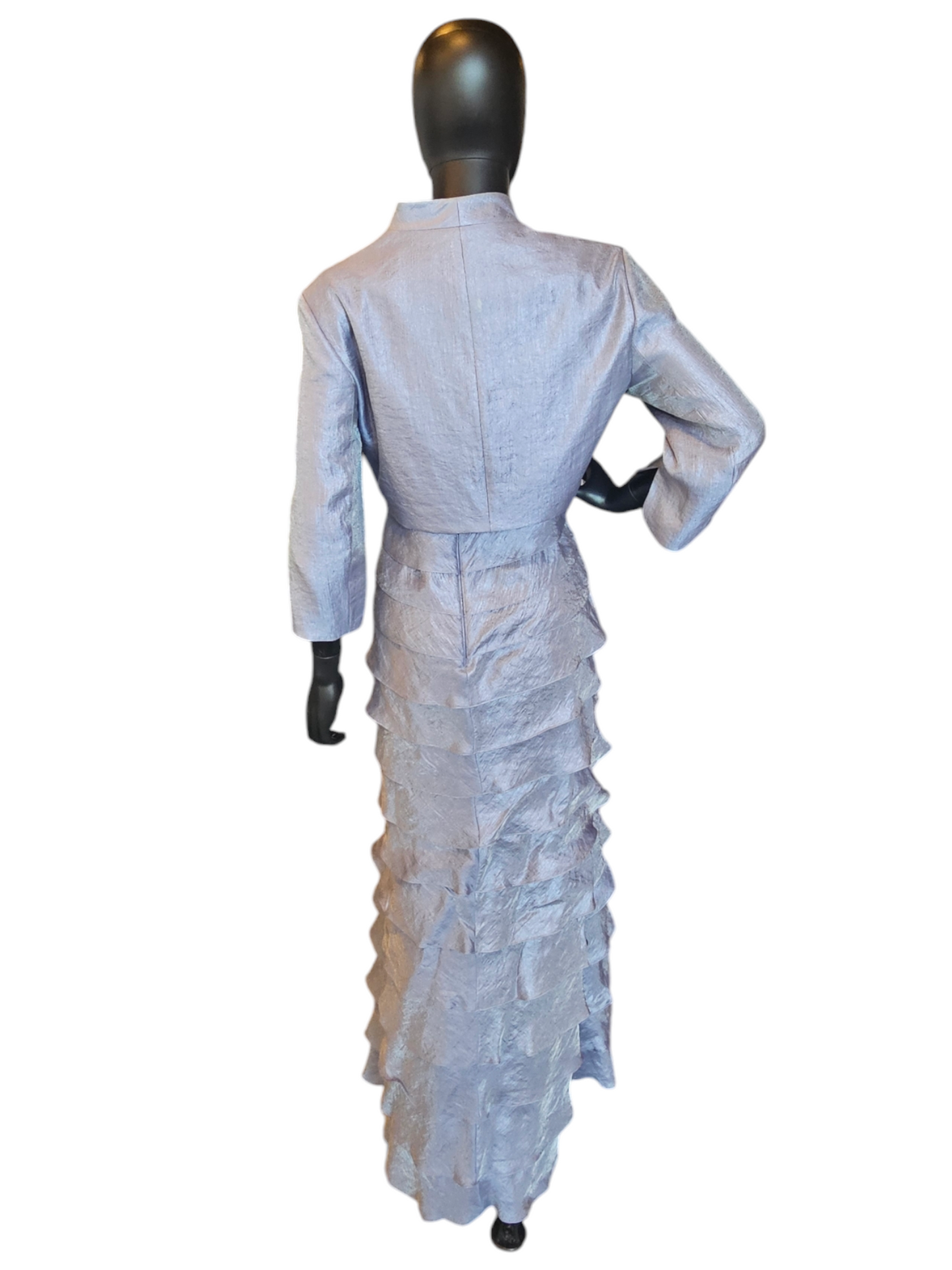 Pearl Blue Tiered Sheath W Cropped Jacket - Adrianna Papell