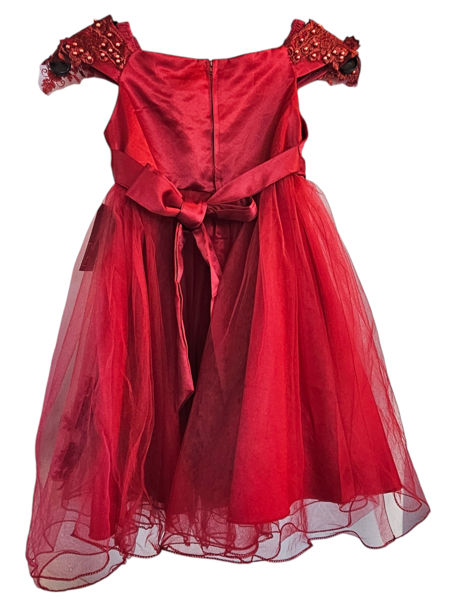 Red Tulle Floral Childs Party Dress