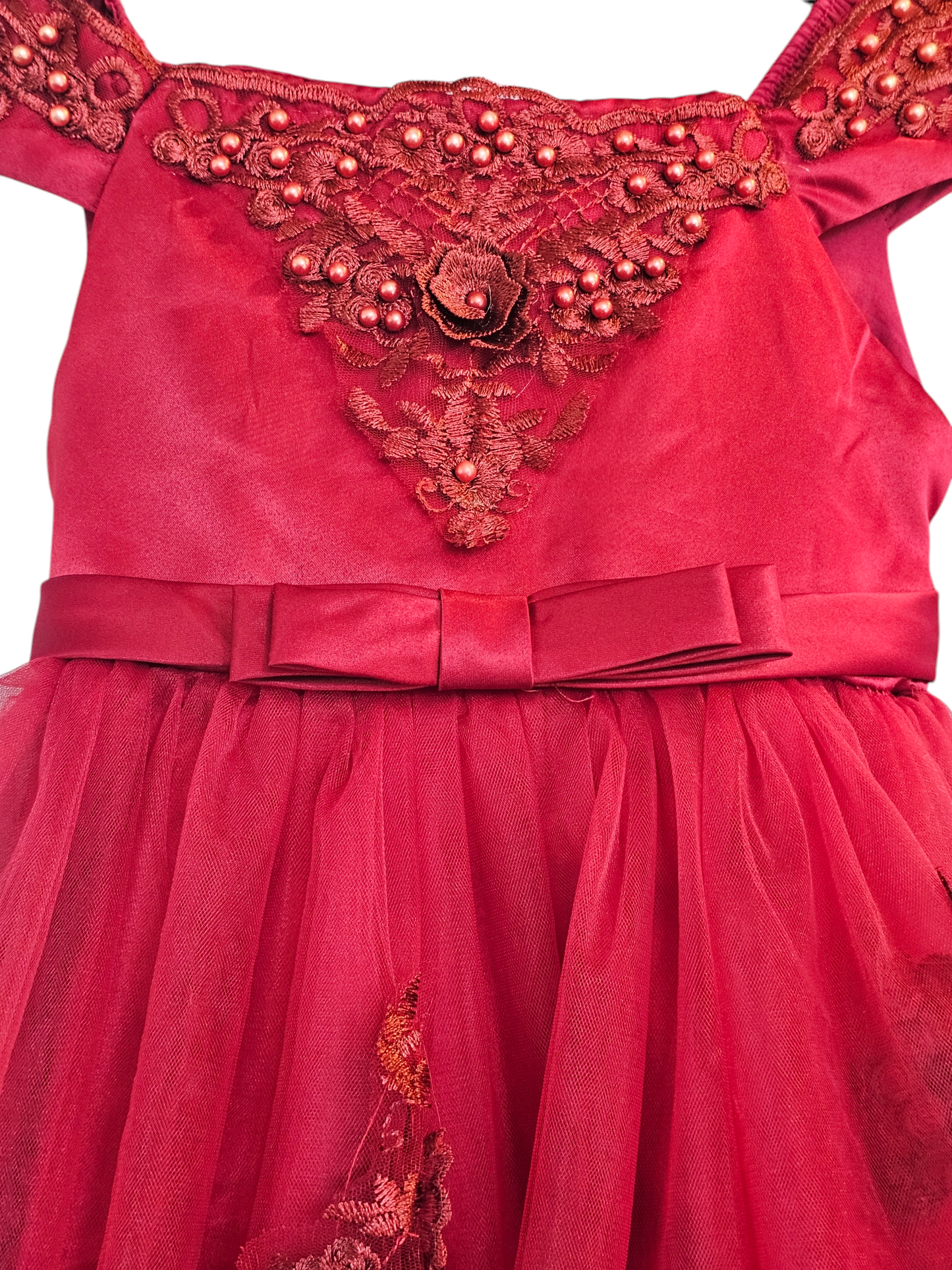 Red Tulle Floral Childs Party Dress