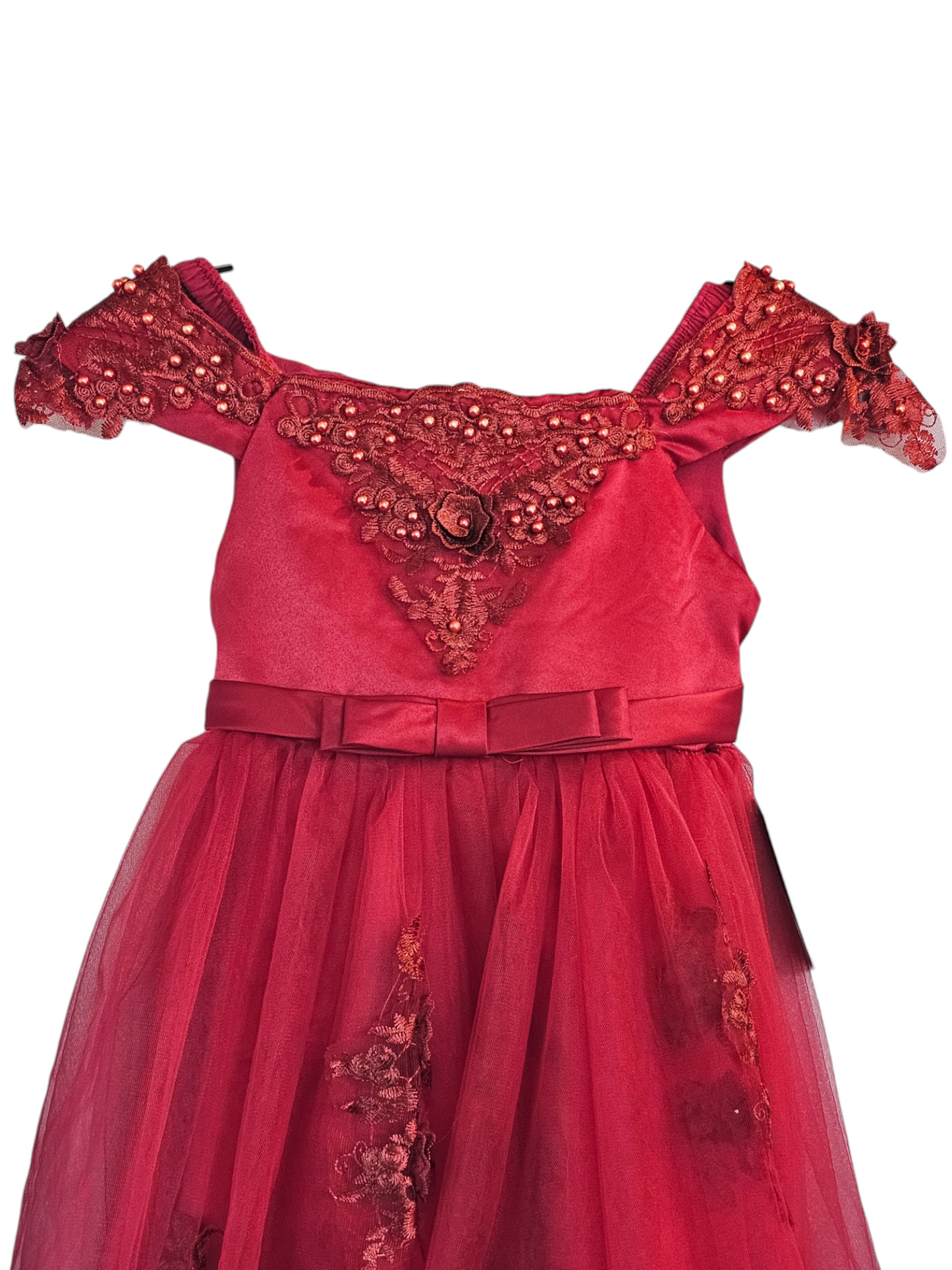 Red Tulle Floral Childs Party Dress