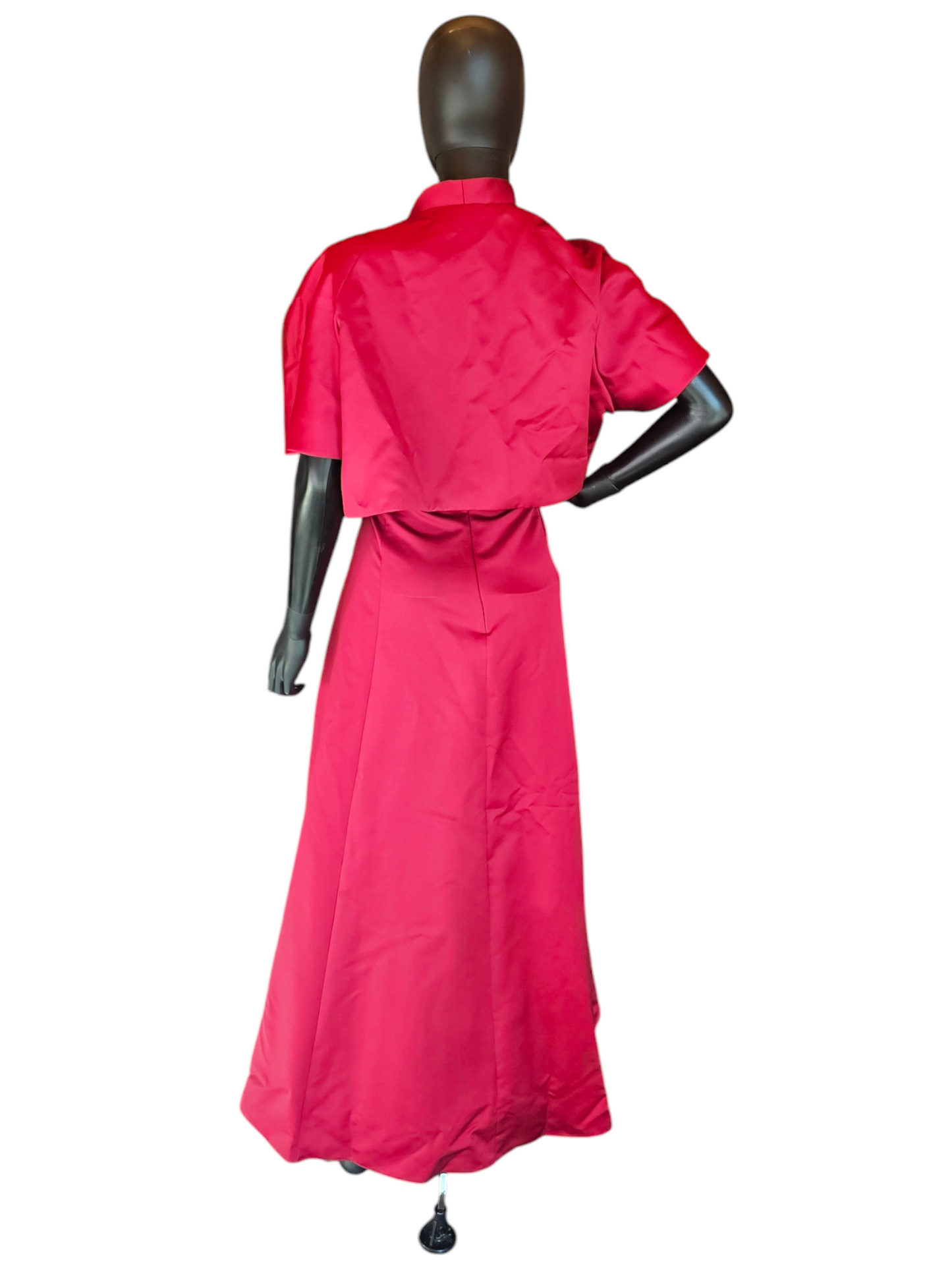 Red Side Sweep Formal Gown W/Crop Jacket