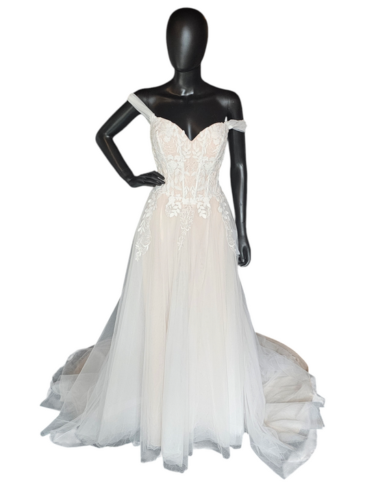 Stella Couture Blush/Ivory 3D Lace Wedding Gown