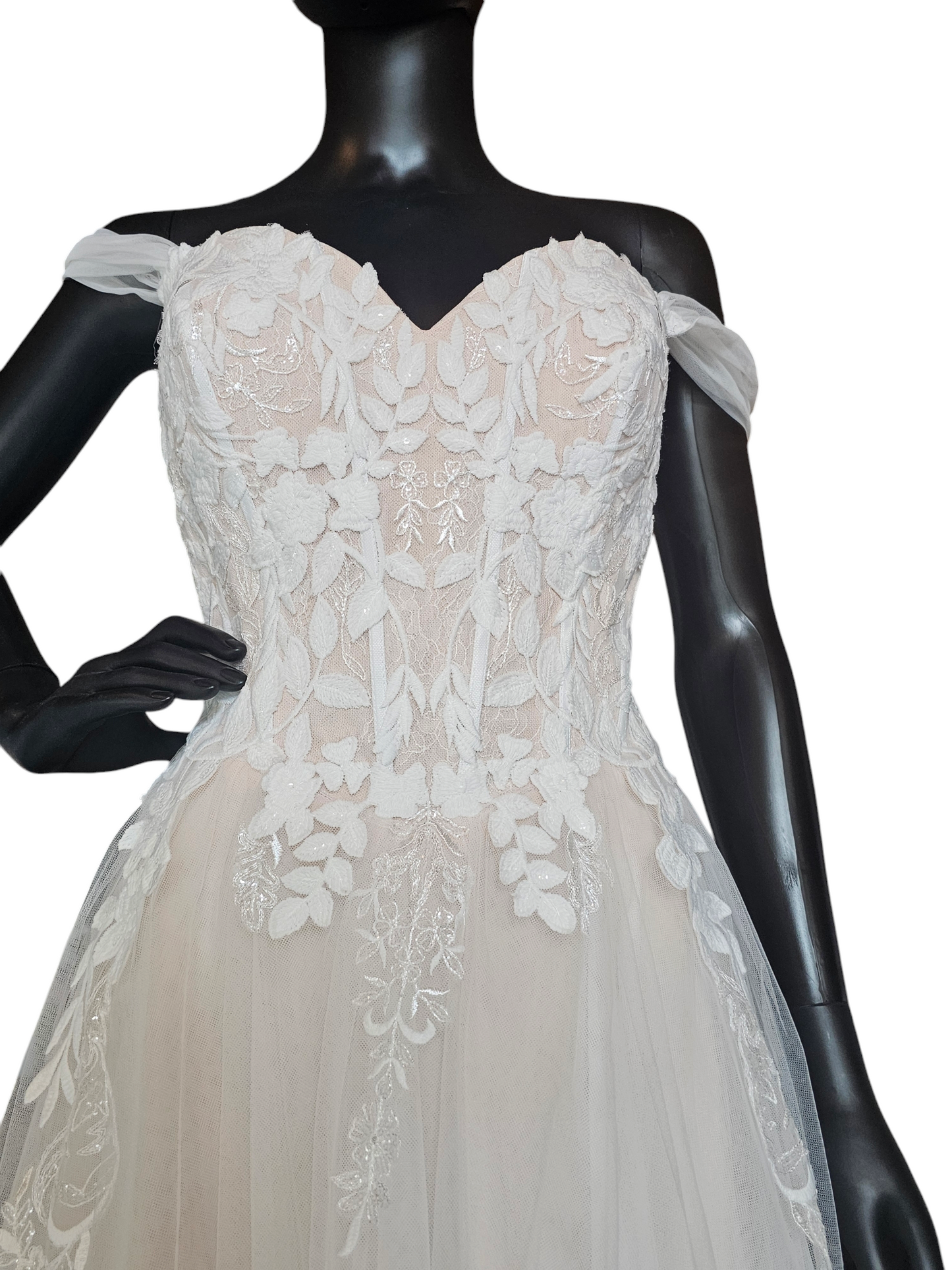 Stella Couture Blush/Ivory 3D Lace Wedding Gown