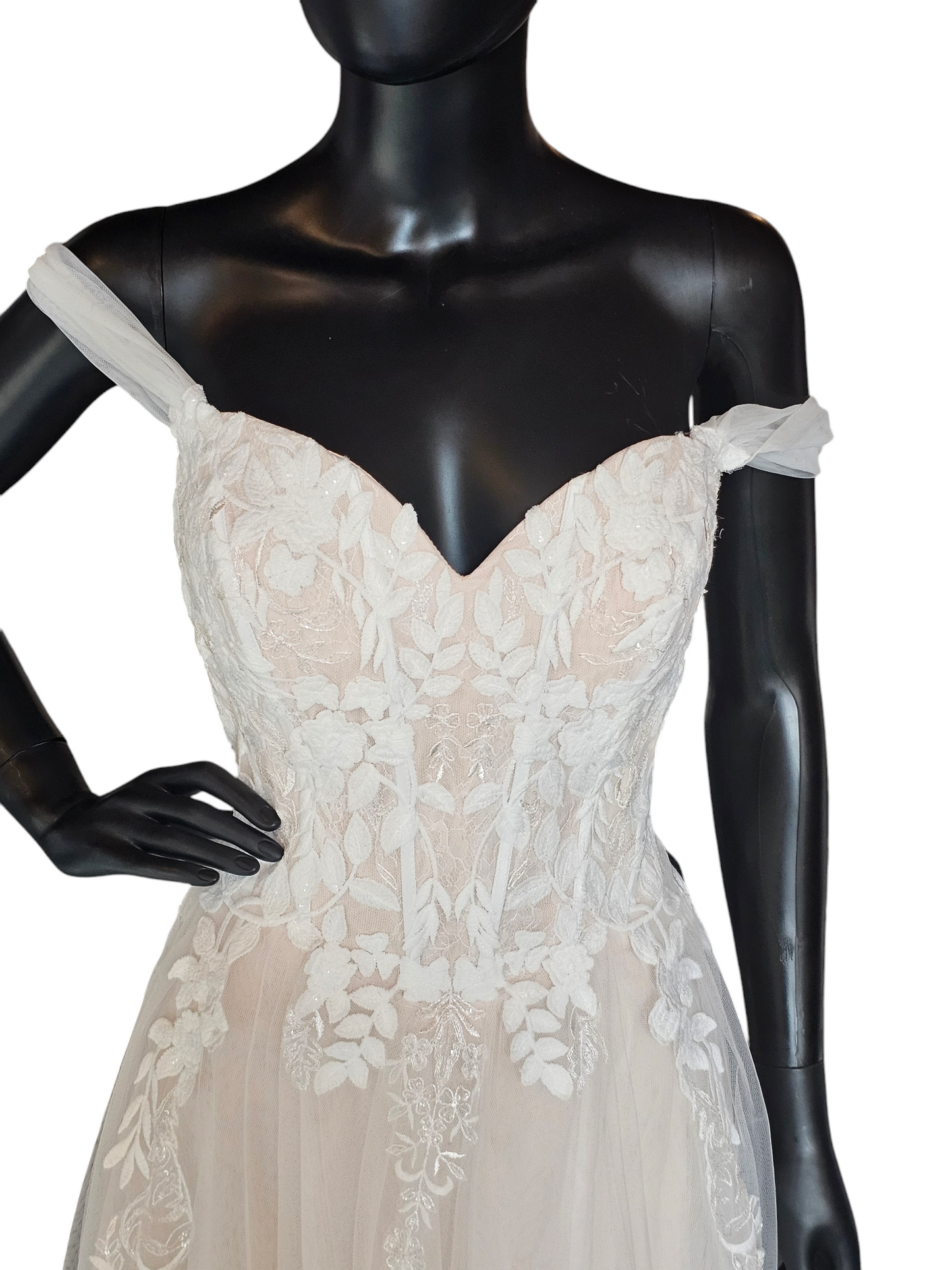 Stella Couture Blush/Ivory 3D Lace Wedding Gown