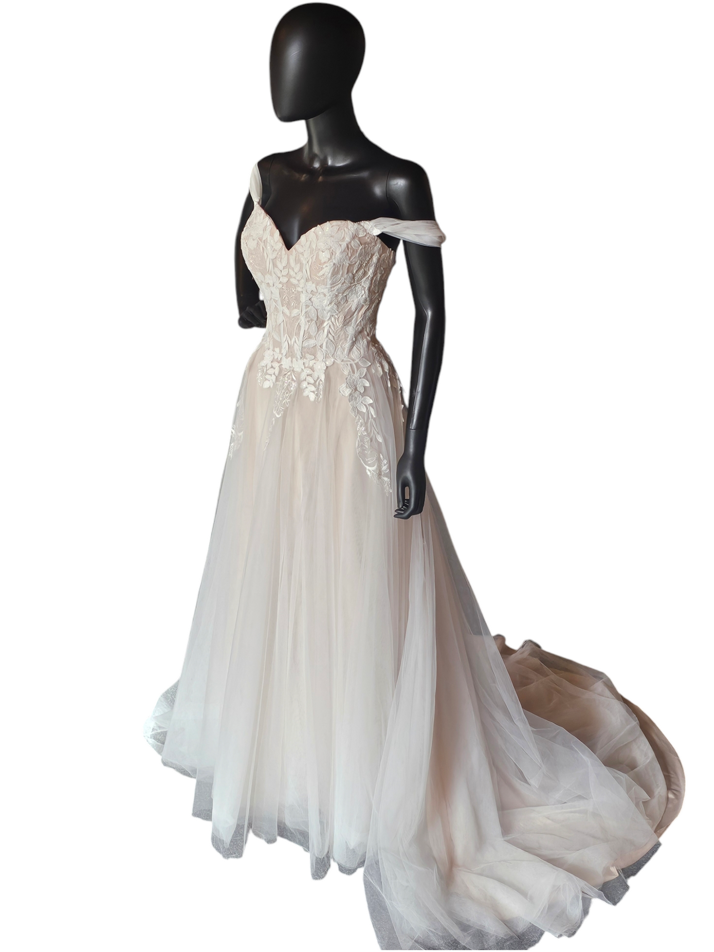 Stella Couture Blush/Ivory 3D Lace Wedding Gown