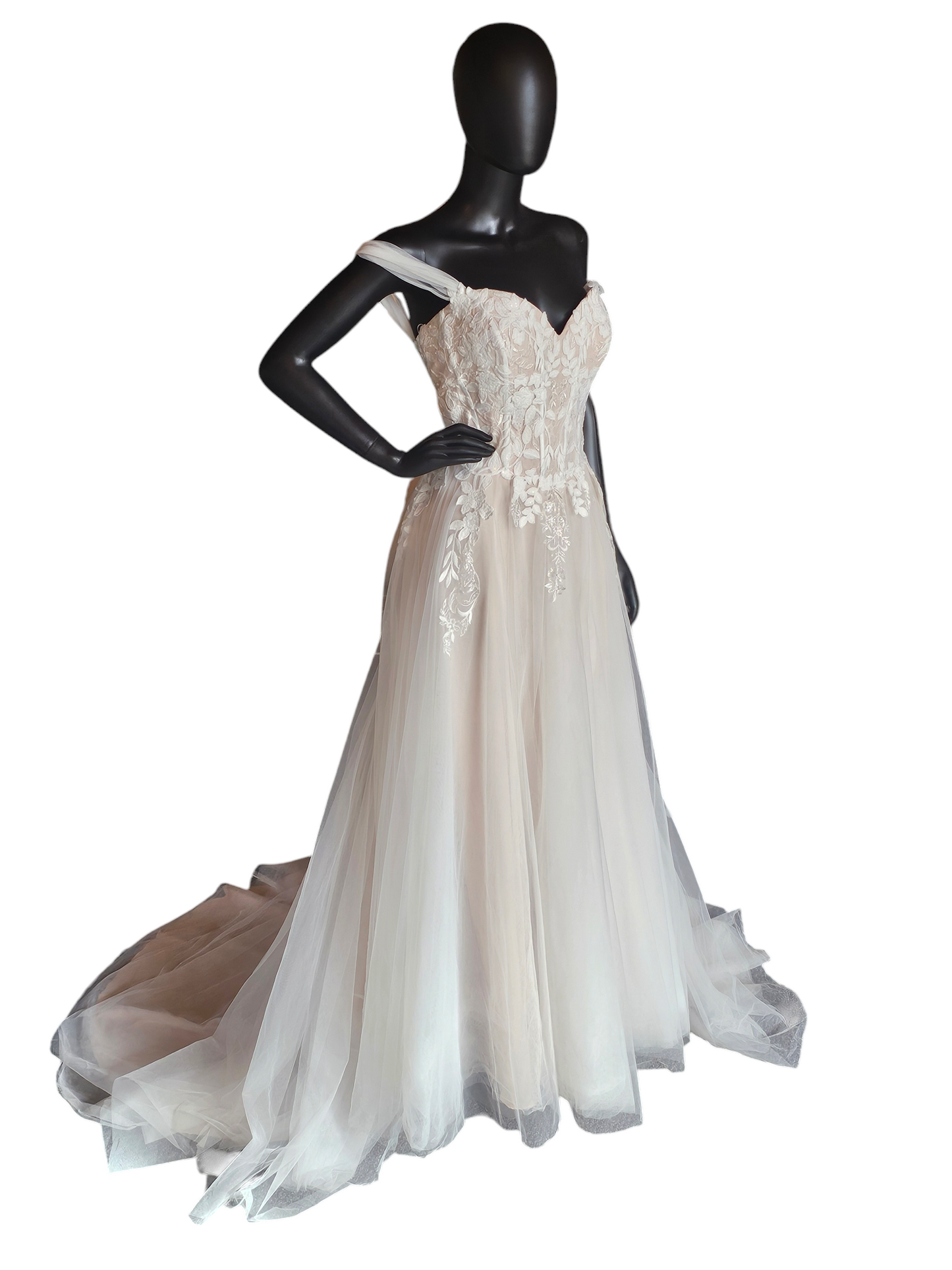 Stella Couture Blush/Ivory 3D Lace Wedding Gown