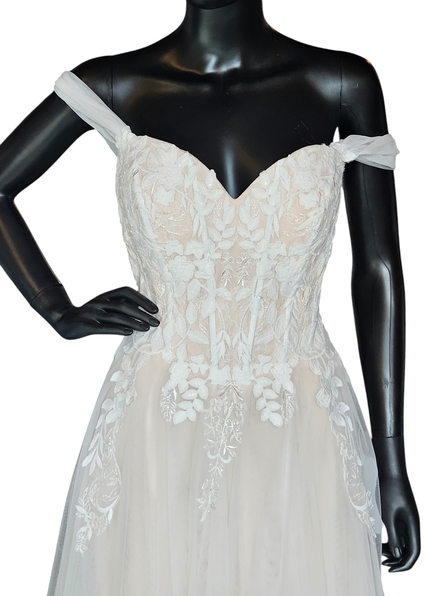 Stella Couture Blush/Ivory 3D Lace Wedding Gown