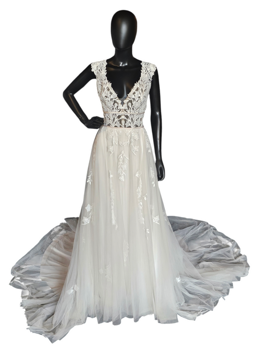 Lillian West Illusion Bodice Lace Wedding Gown