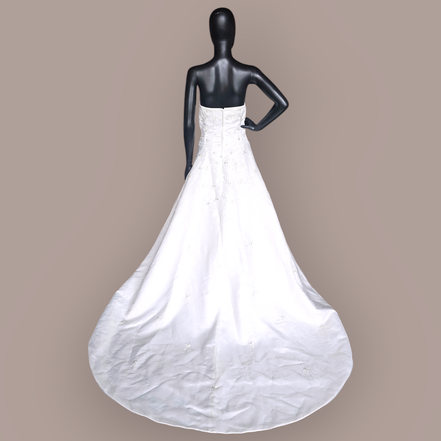 Strapless Embroidered A-Line Wedding Gown - Nu Mode