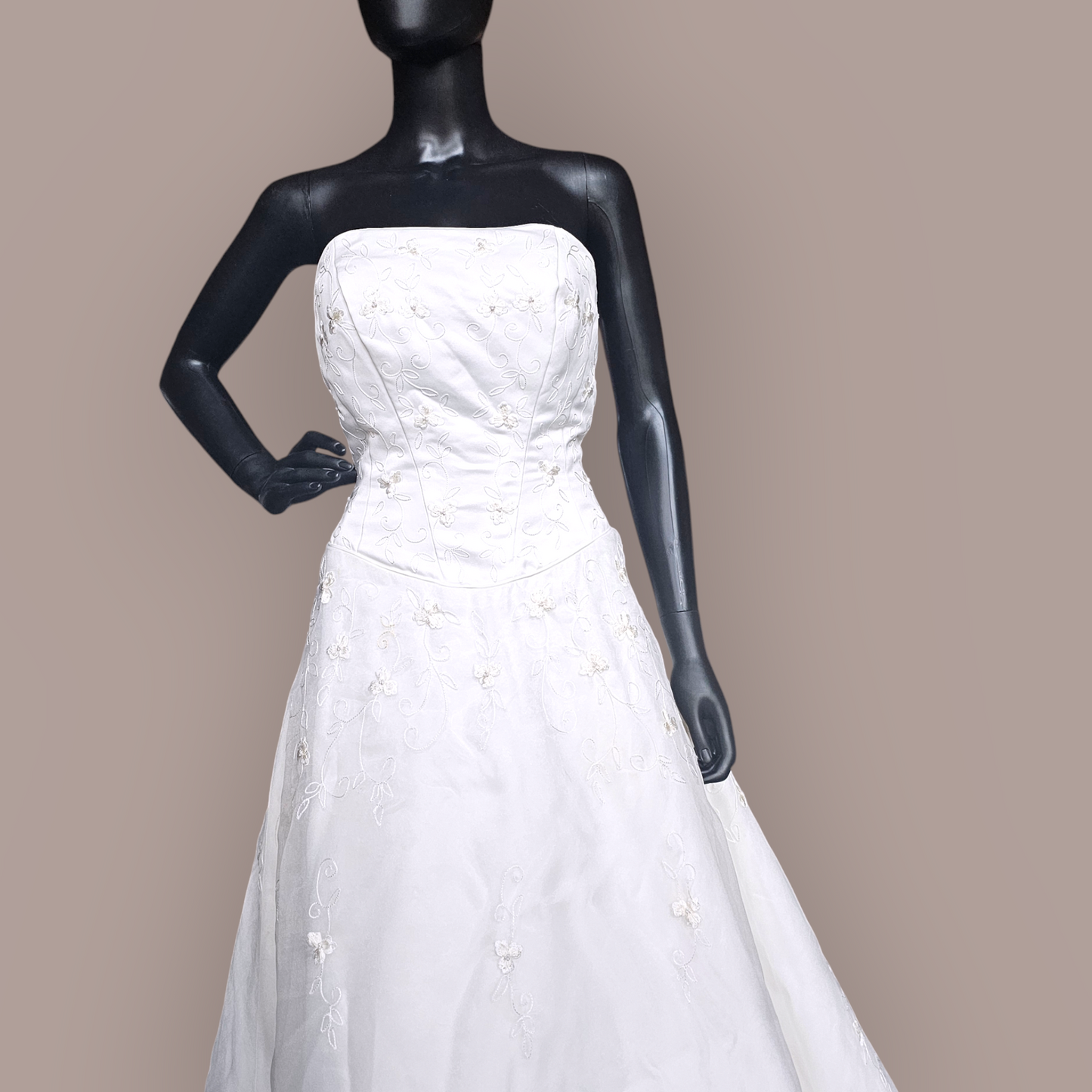 Strapless Embroidered A-Line Wedding Gown - Nu Mode