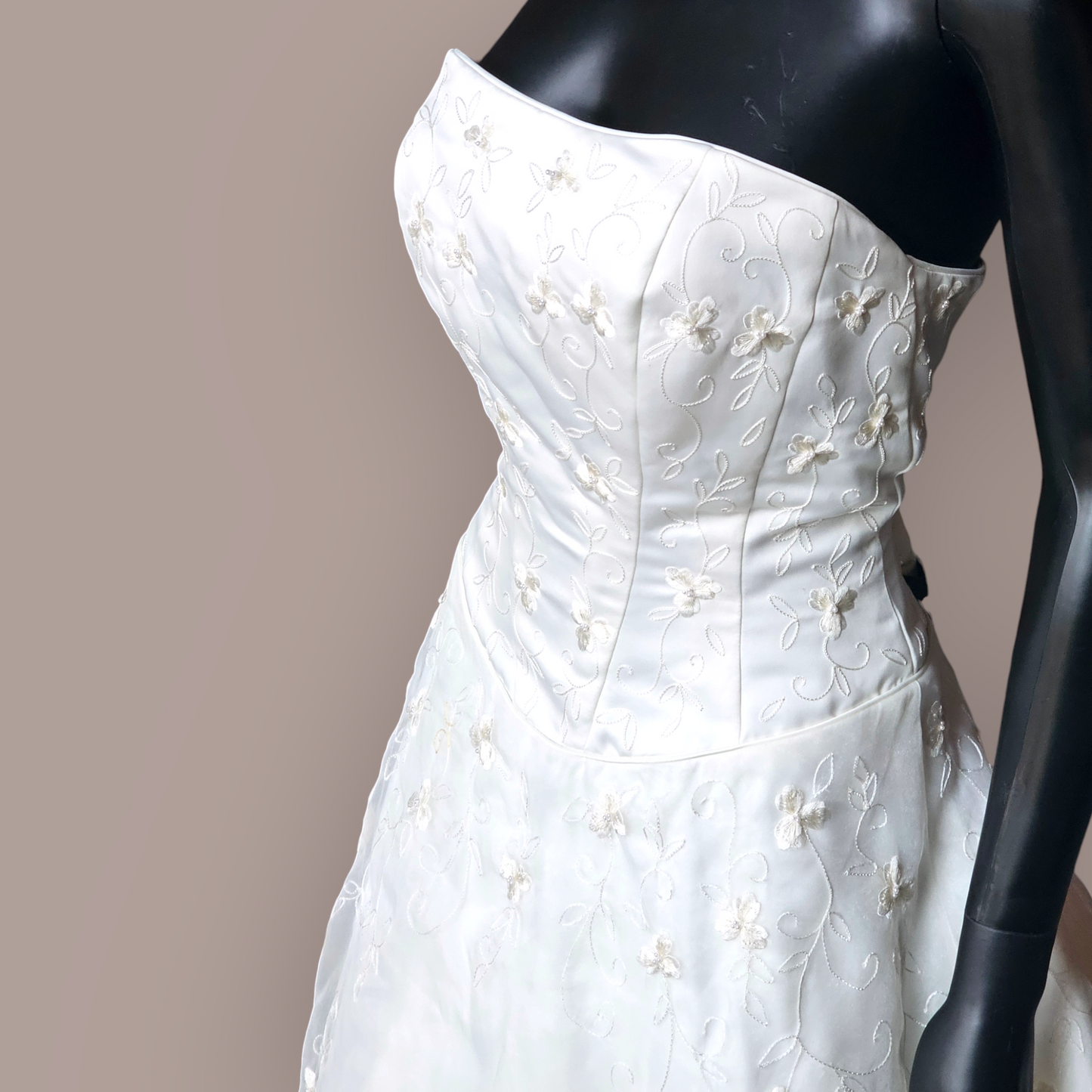 Strapless Embroidered A-Line Wedding Gown - Nu Mode