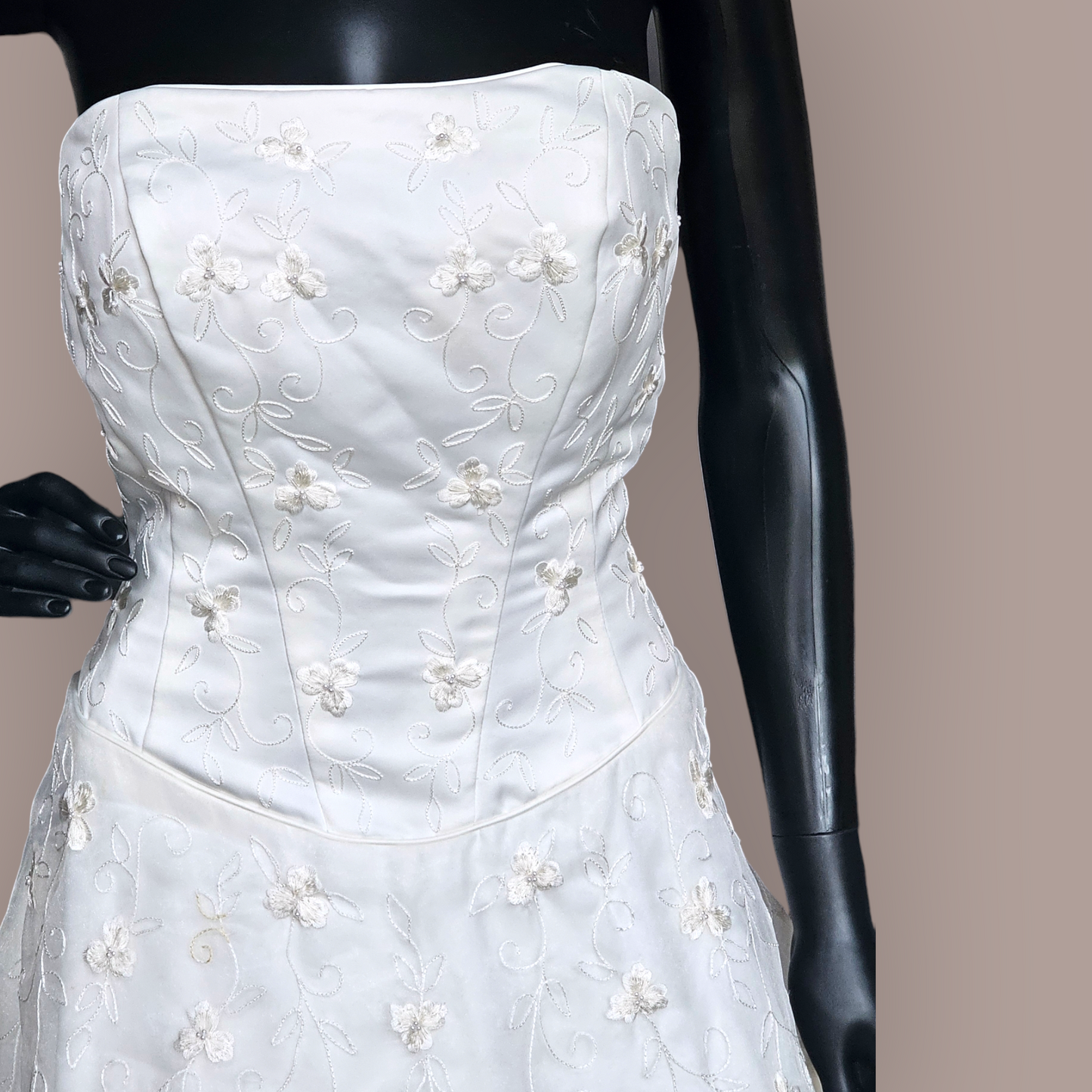 Strapless Embroidered A-Line Wedding Gown - Nu Mode