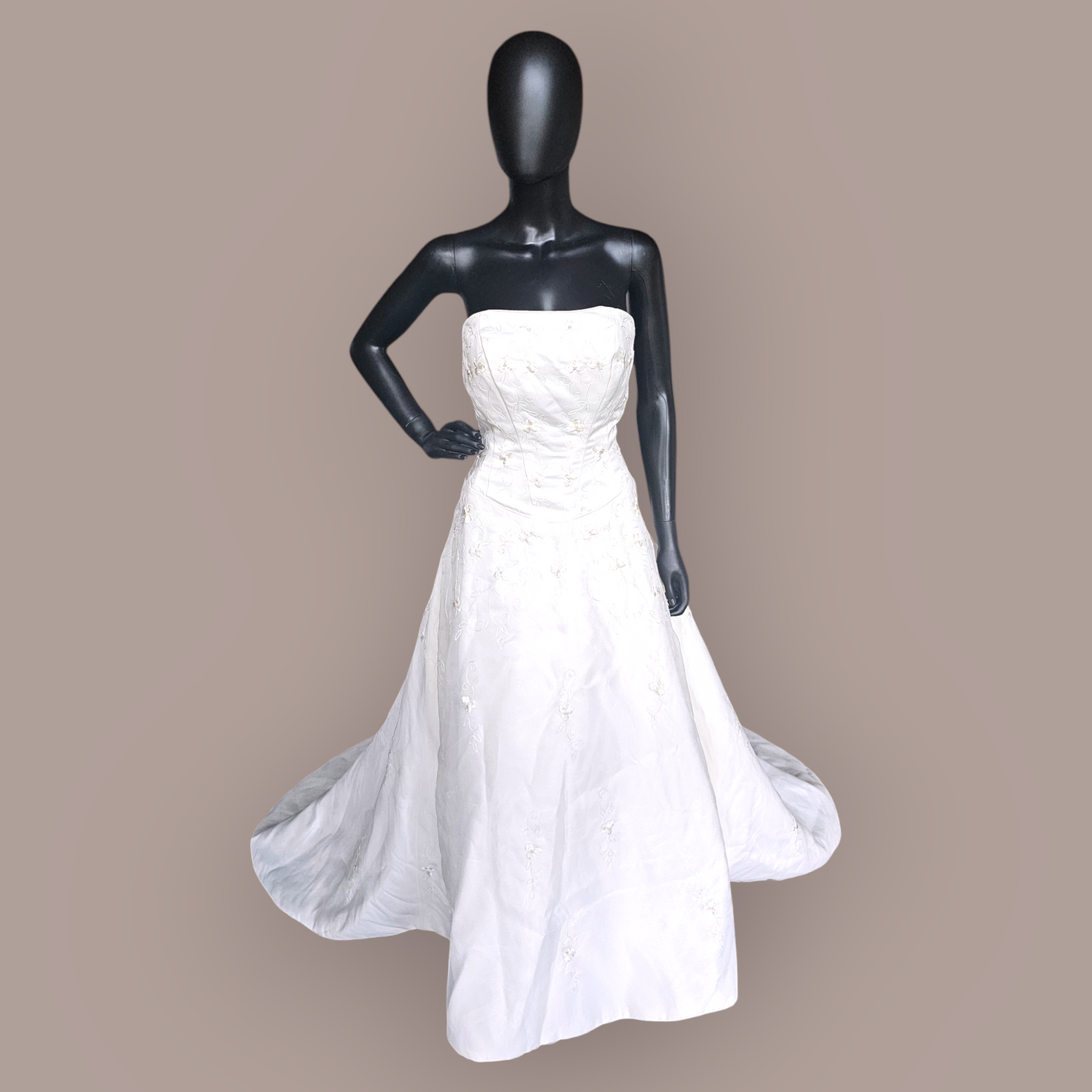 Strapless Embroidered A-Line Wedding Gown - Nu Mode