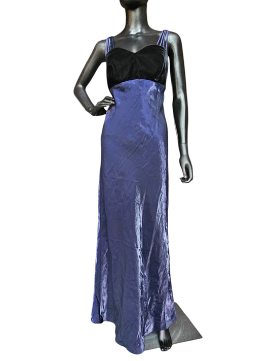 Black/Iridescent Blue Multi Strap Sheath Formal Gown - All That Jazz