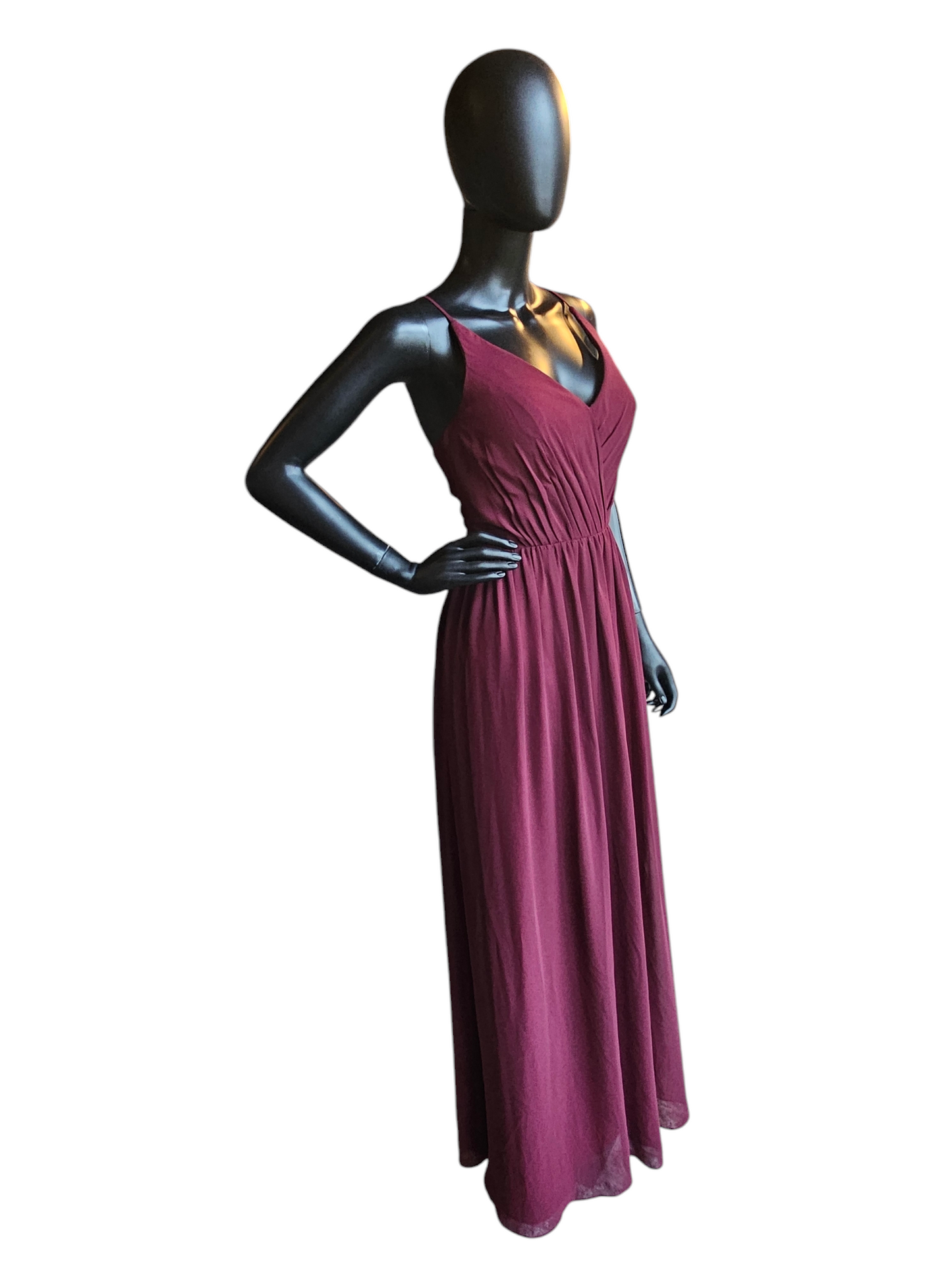 cranberry chiffon bridesmaid dresses Wedtrend Cabernet A Line V Neck Sexy Pleated Floor Length Chiffon Long Bridesmaid Dress Wedding Party Dressses, Chiffon color / US22W
