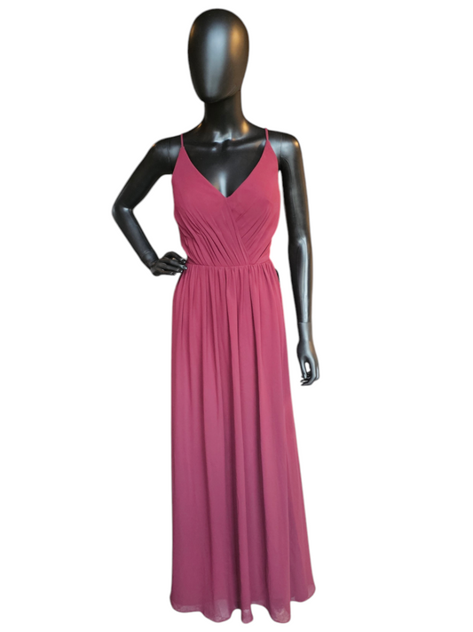 Cranberry Chiffon Spaghetti Strap Bridesmaid/Formal Gown - Bill Levkoff