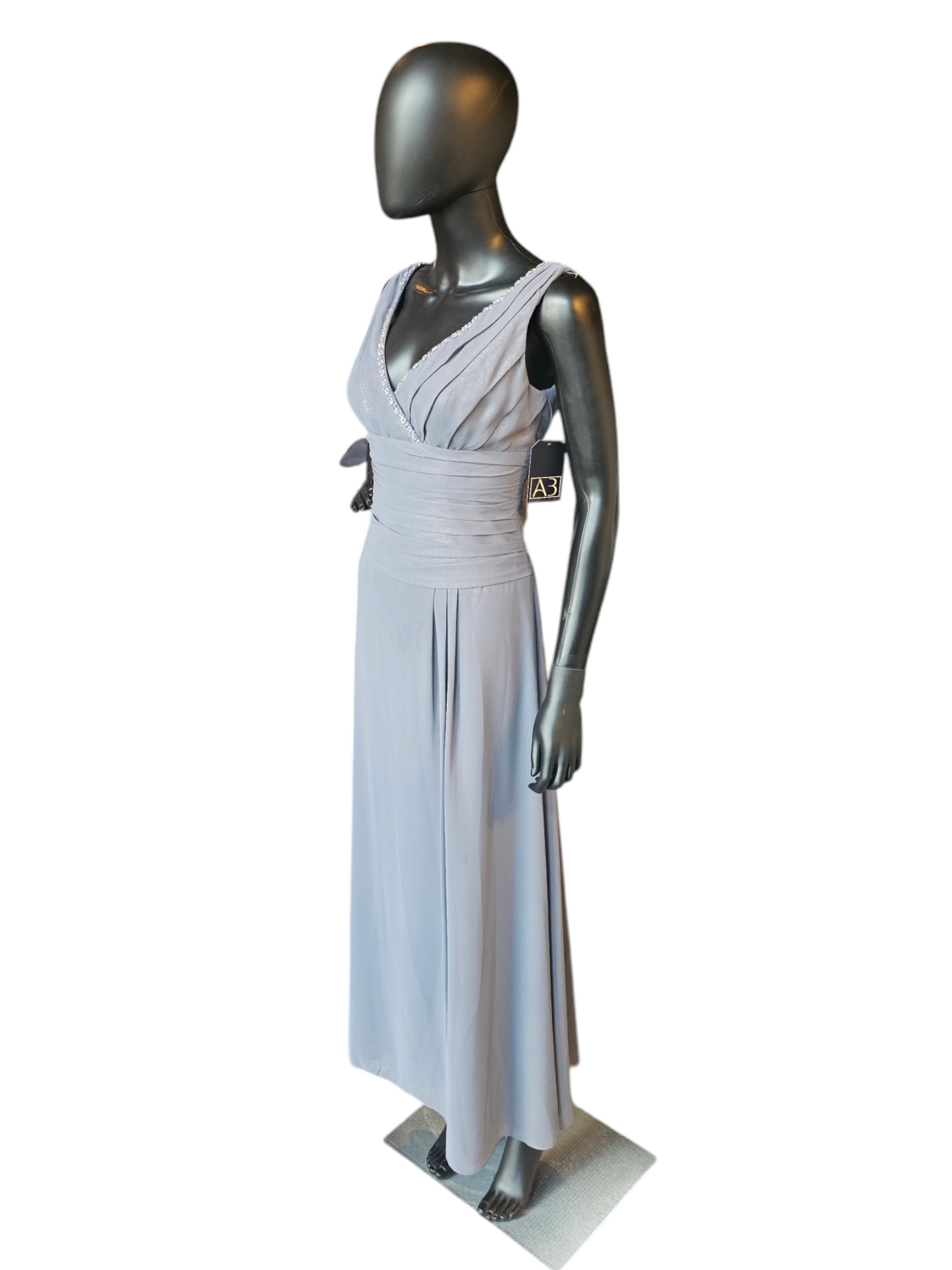 Grey Matte Metallic W/Crop Jacket Formal Gown - Davids Bridal