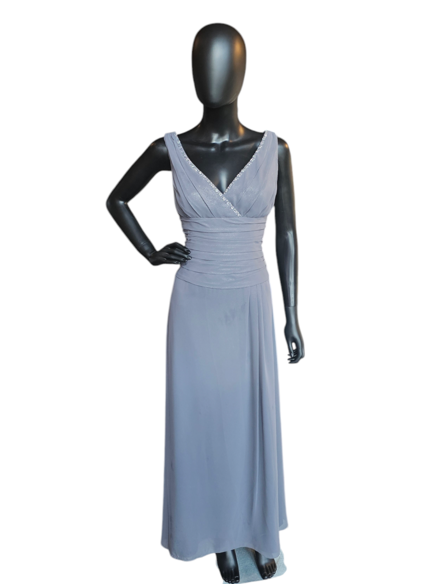 Grey Matte Metallic W/Crop Jacket Formal Gown - Davids Bridal