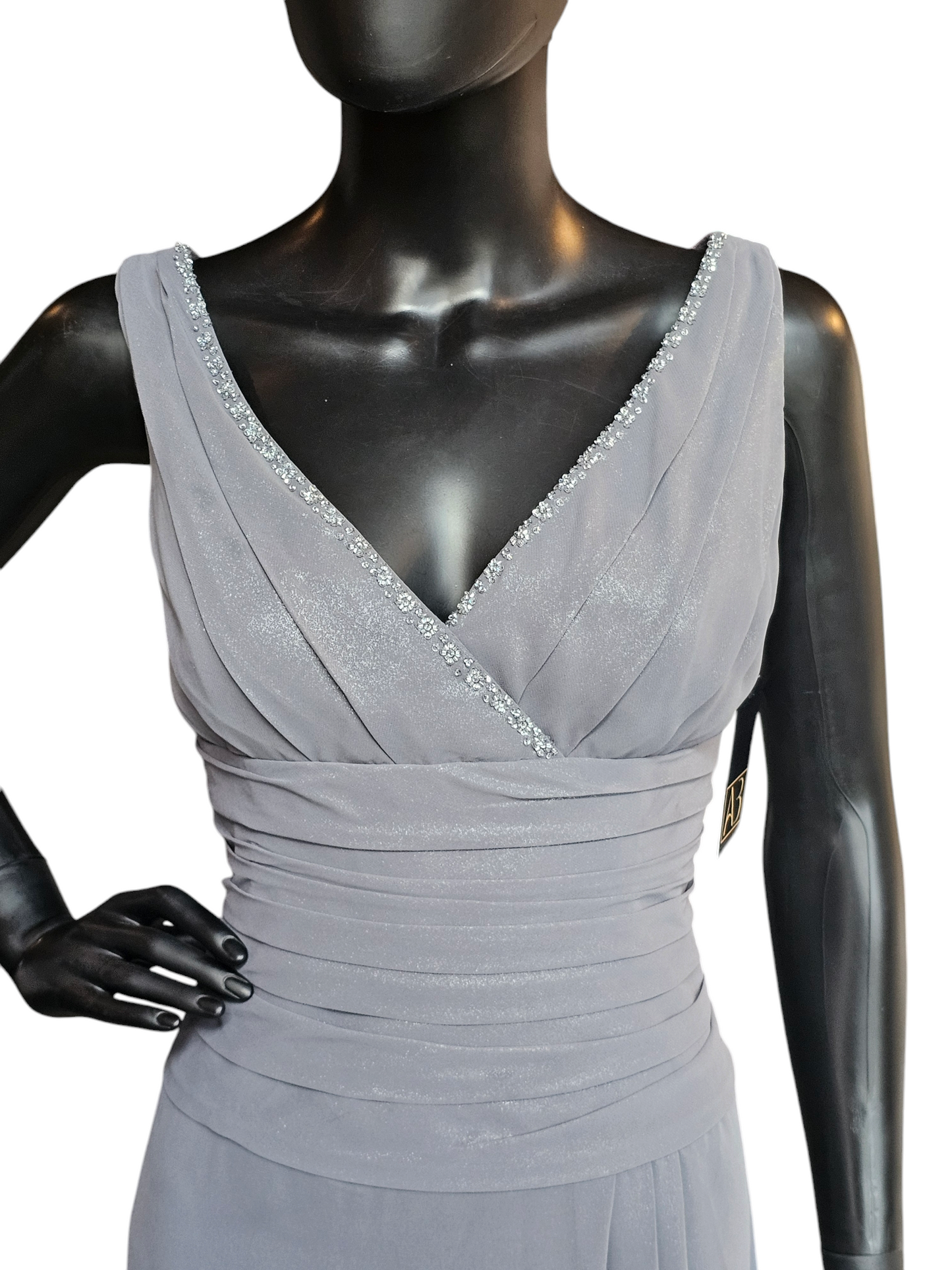 Grey Matte Metallic W/Crop Jacket Formal Gown - Davids Bridal