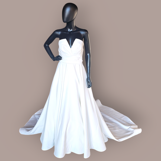 Ivory Matte Satin Strapless Wedding Gown - Couture - Alyne