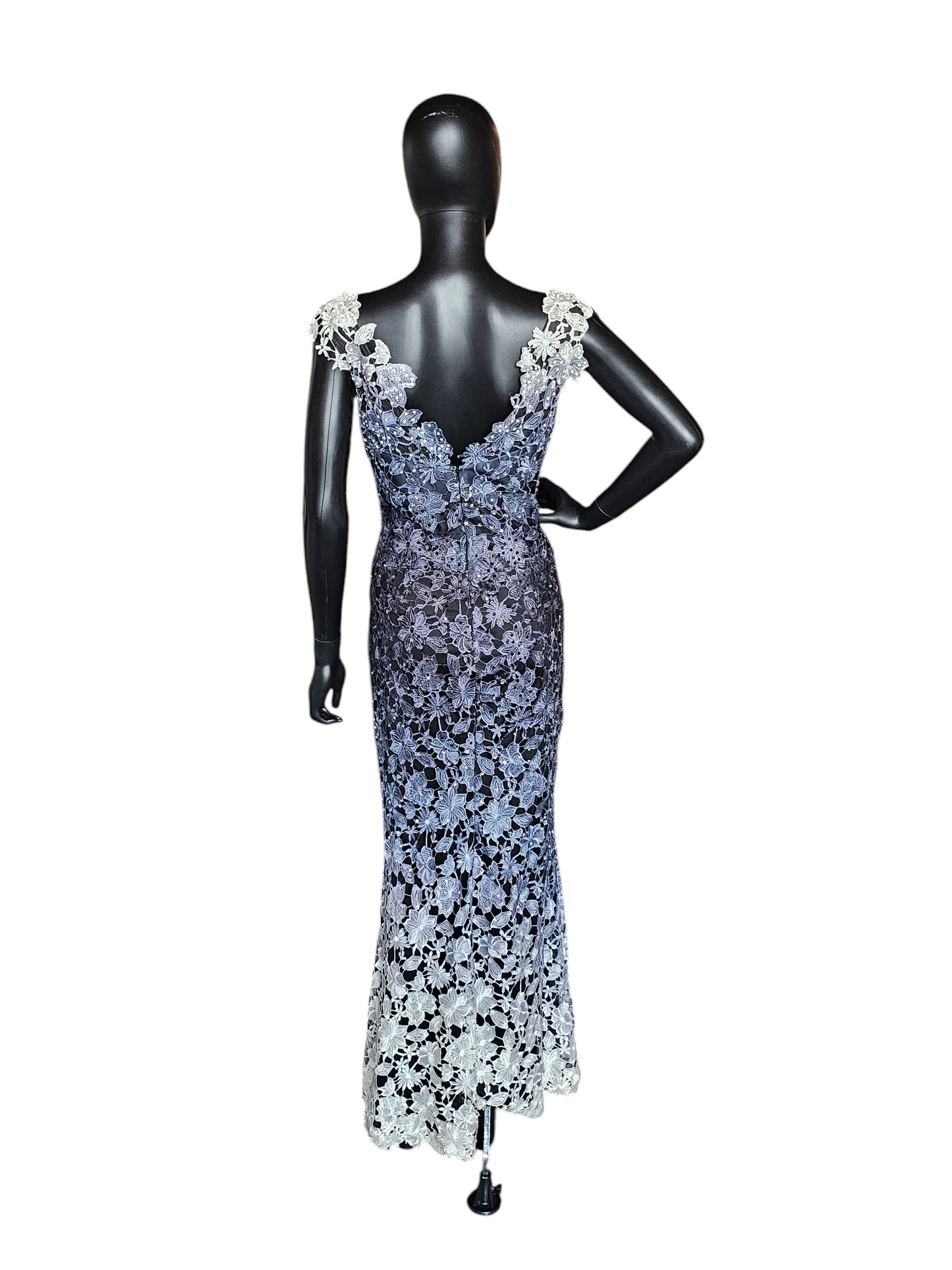 Montage - Ombre Floral Open Lace Fitted Formal Gown