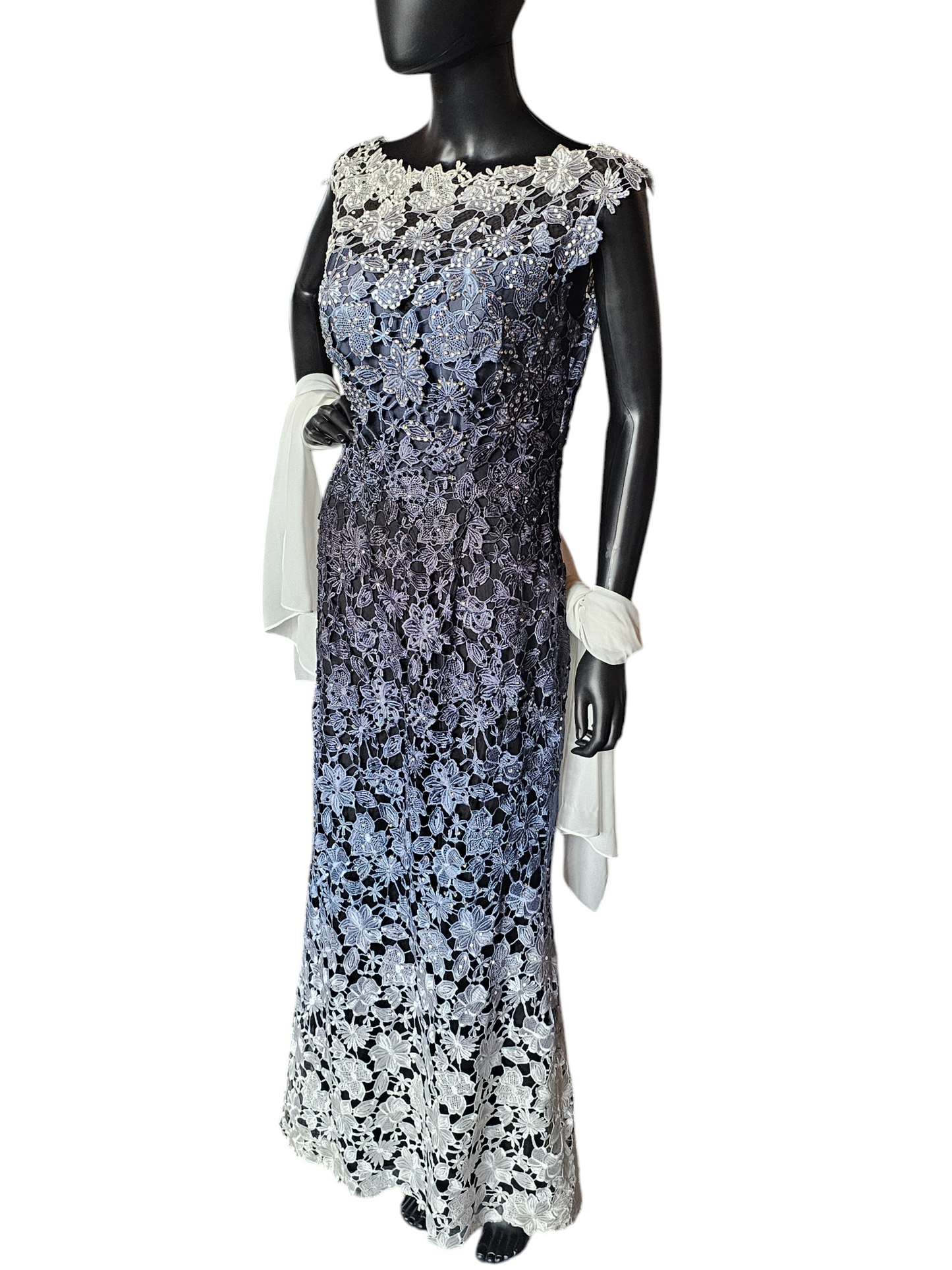 Montage - Ombre Floral Open Lace Fitted Formal Gown