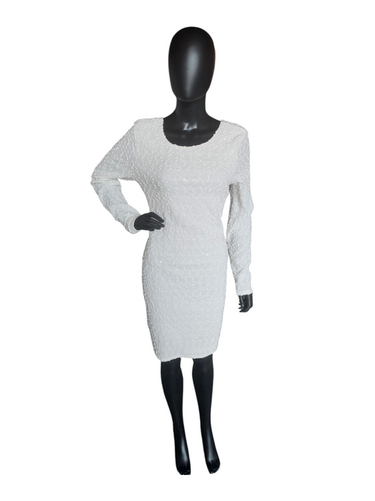 White Long Sleeve Sweaterdress - Jennifer Lopez