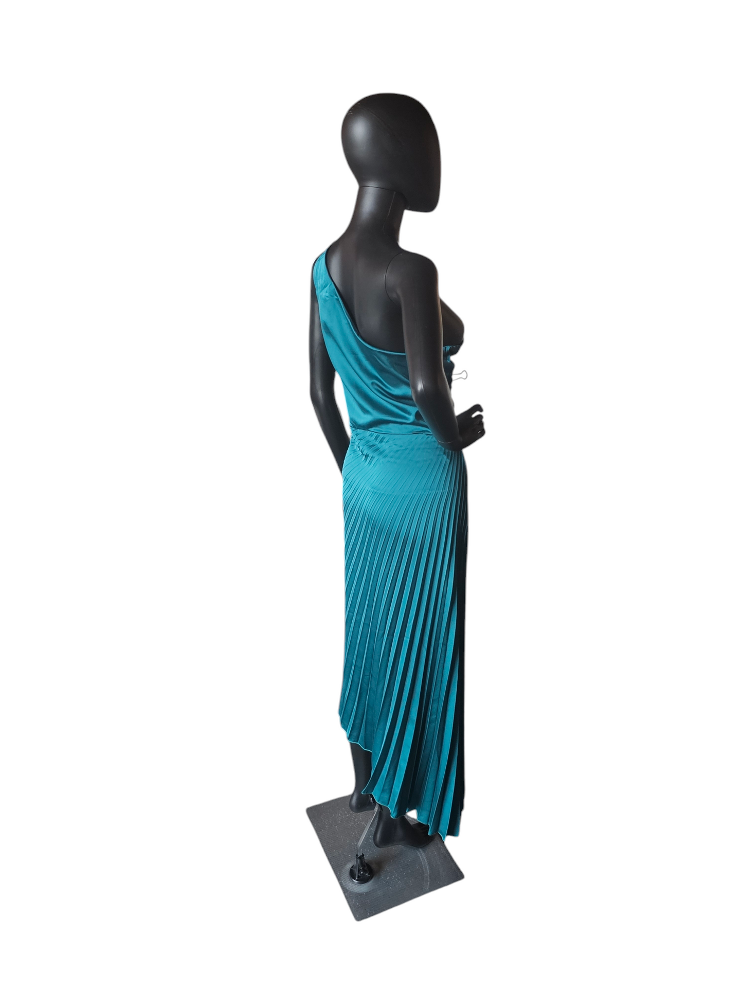 Teal Green Satin One Shoulder Pleated Cocktail Dress - Sam Edelman NWT