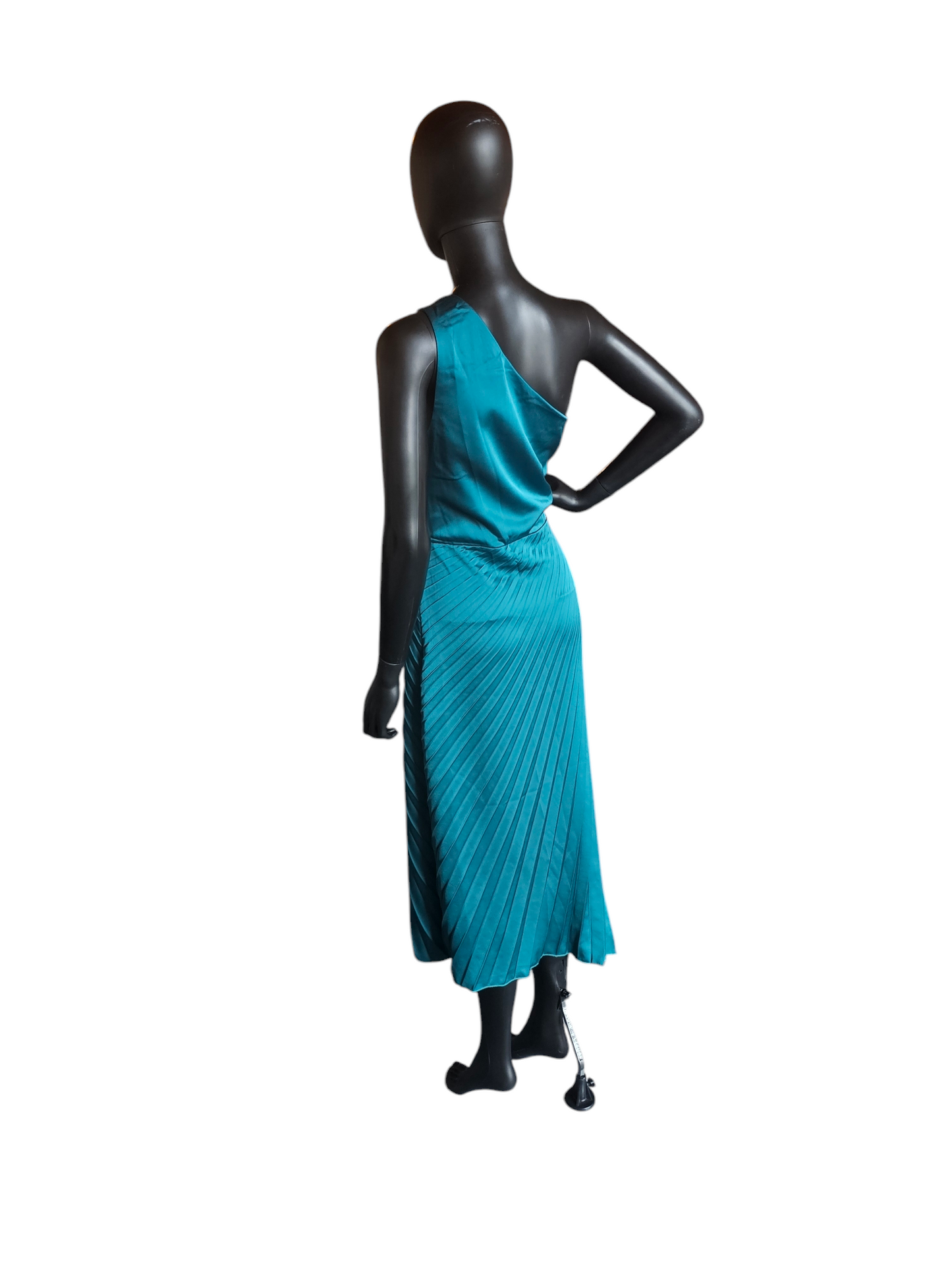 Teal Green Satin One Shoulder Pleated Cocktail Dress - Sam Edelman NWT