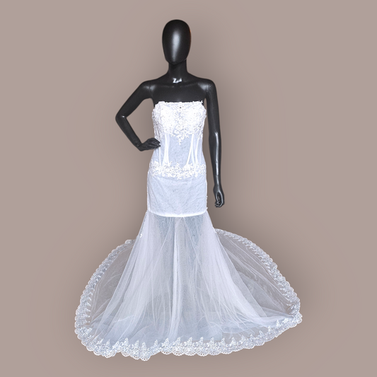 White Tulle Fitted Wedding Gown