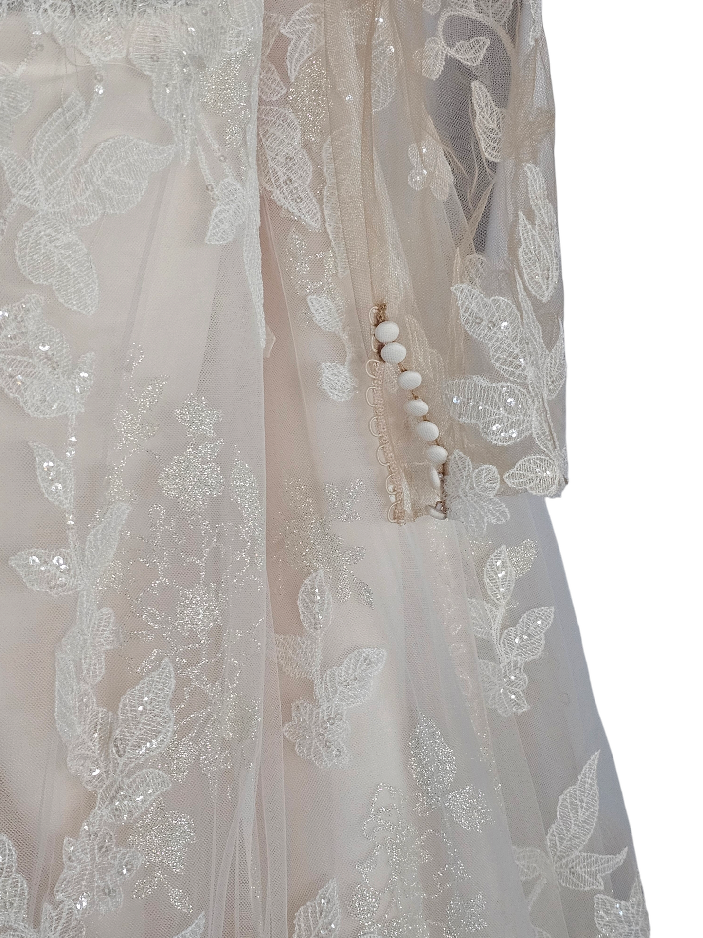 Essence of Australia Style D3293 - Illusion Long Sleeve Floral Blush/Ivory Wedding Gown