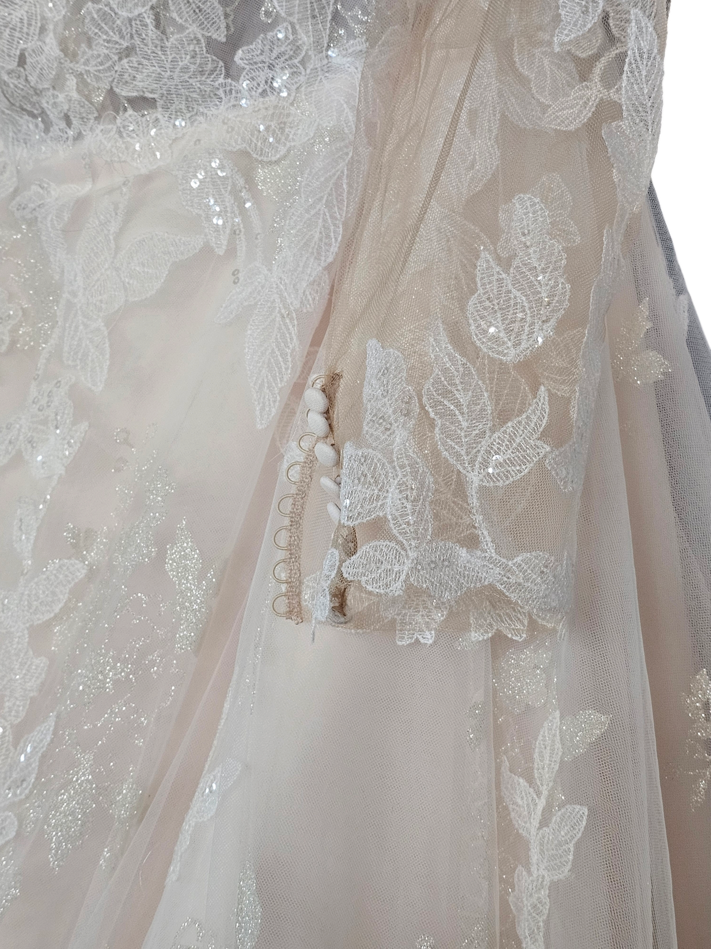 Essence of Australia Style D3293 - Illusion Long Sleeve Floral Blush/Ivory Wedding Gown