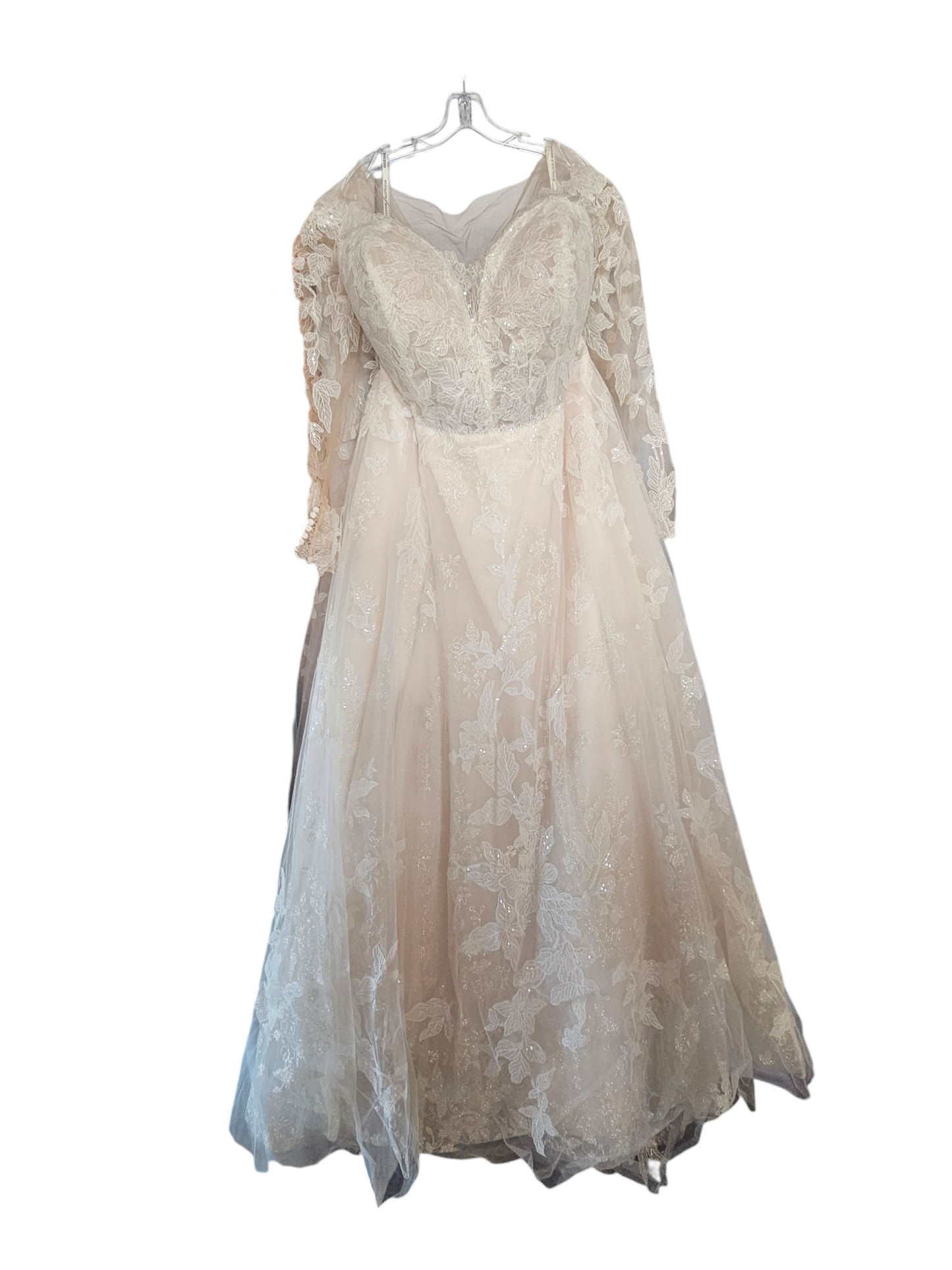 Essence of Australia Style D3293 - Illusion Long Sleeve Floral Blush/Ivory Wedding Gown