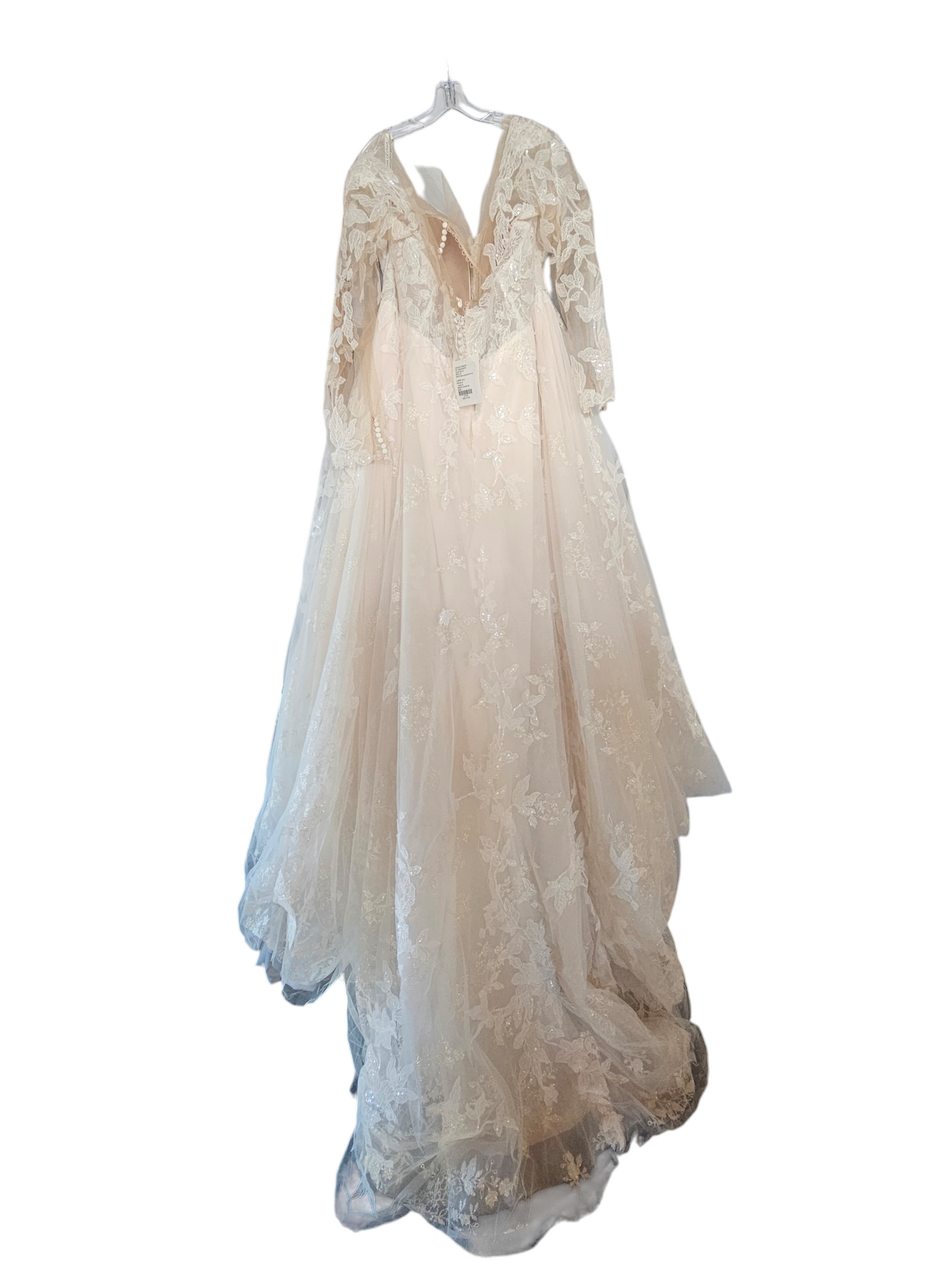 Essence of Australia Style D3293 - Illusion Long Sleeve Floral Blush/Ivory Wedding Gown